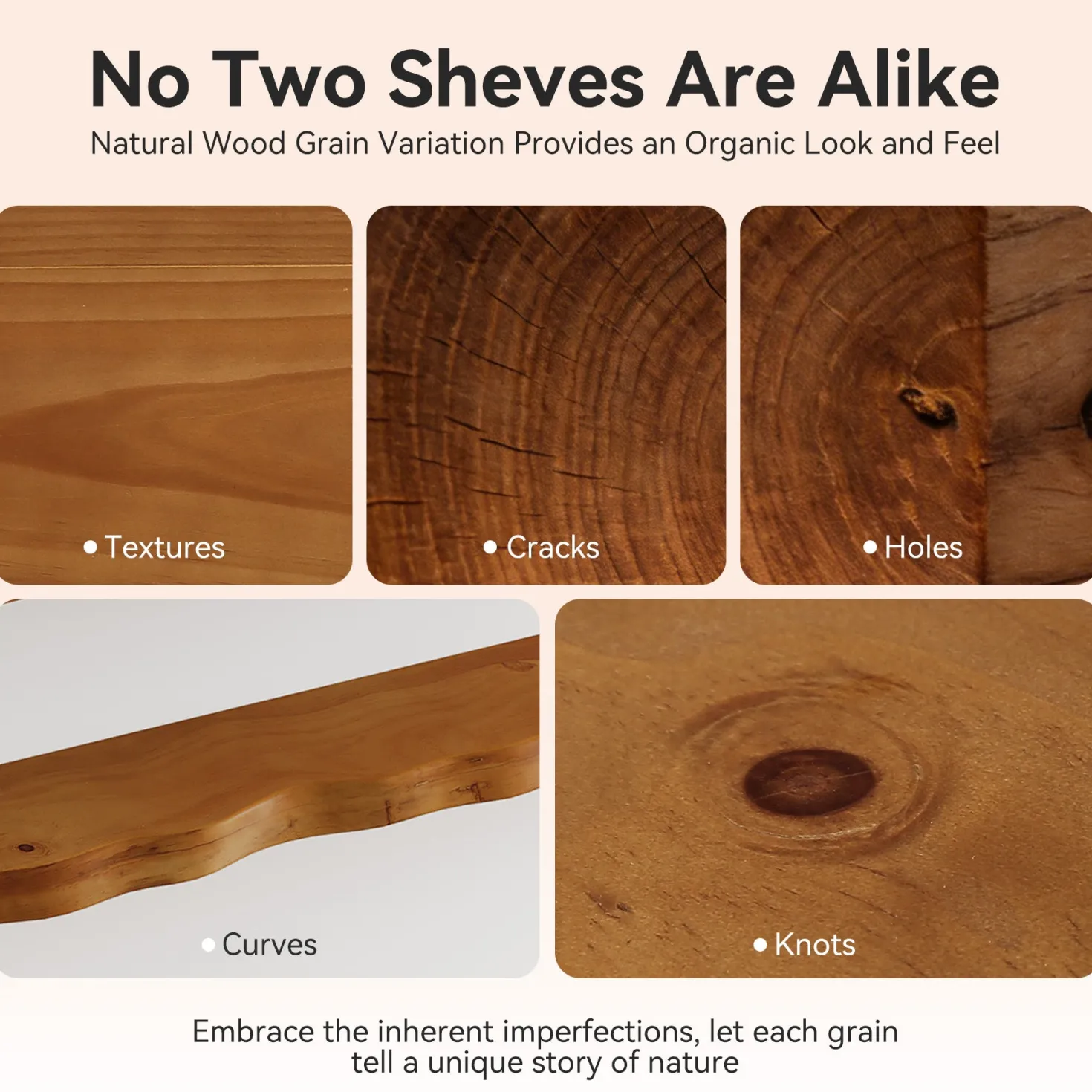 47.2" Floating Shelves for Wall Set of 3, Solid Wood Live Edge Wall Shelves