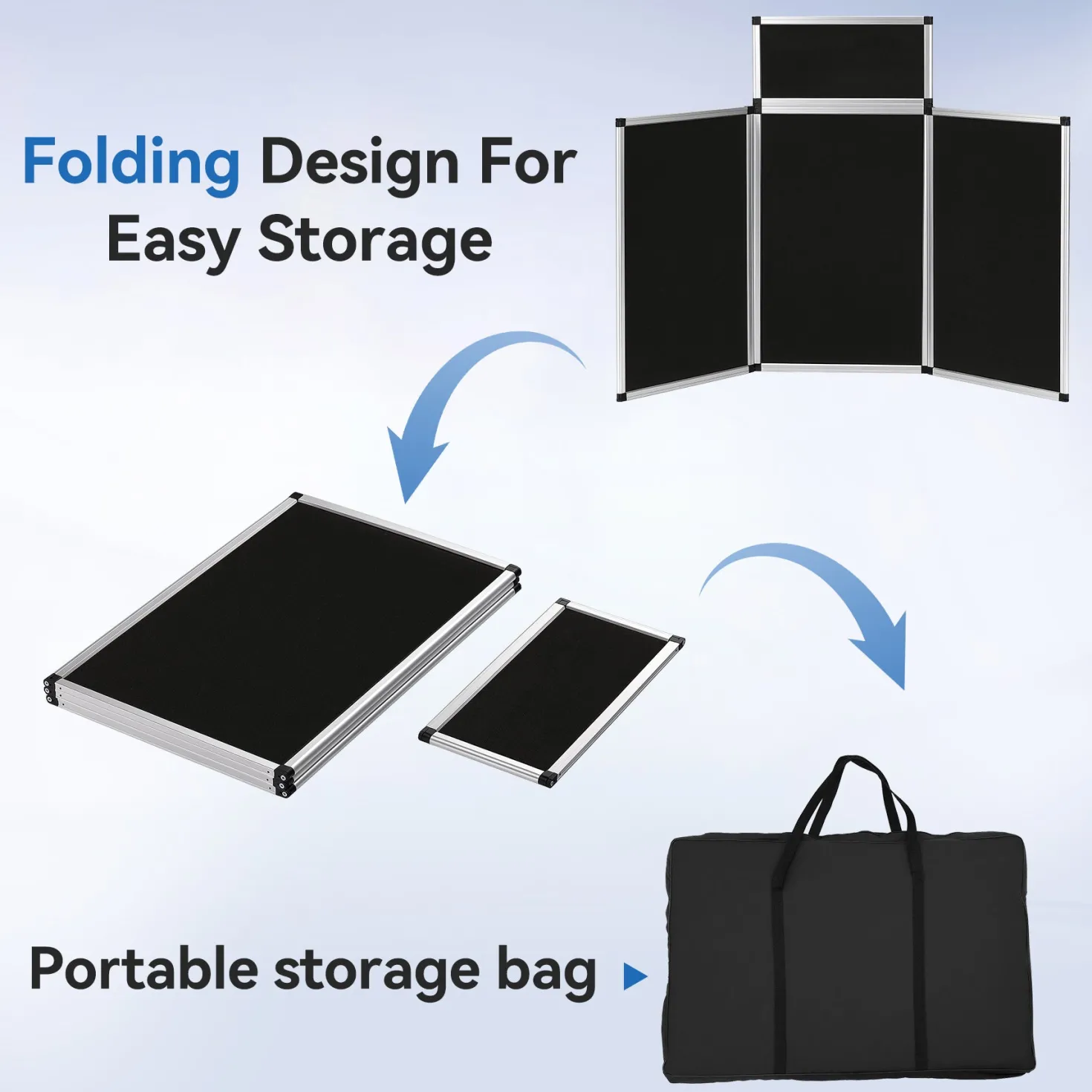 70.8" Folding Presentation Board, 3+1 Panel Trade Portable Panel Display