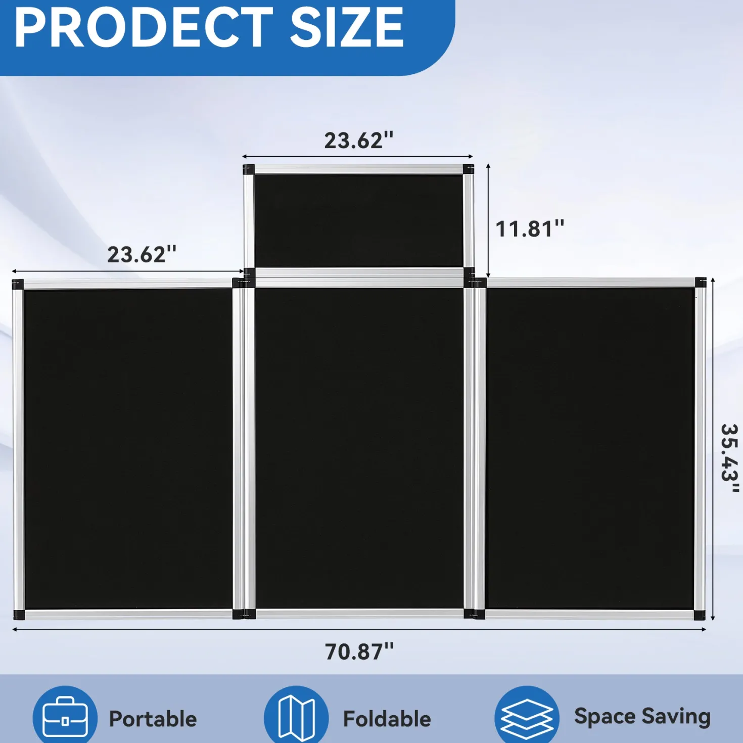 70.8" Folding Presentation Board, 3+1 Panel Trade Portable Panel Display