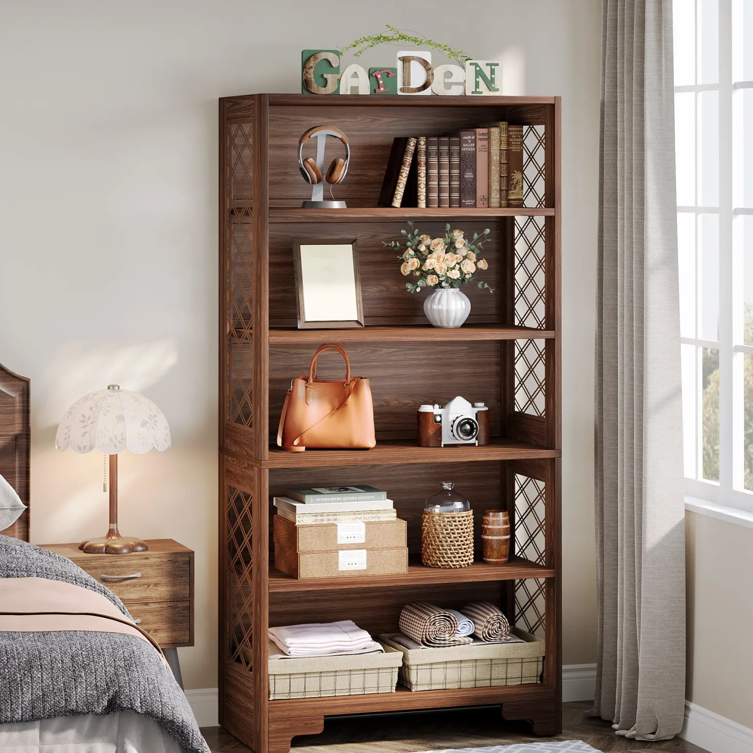 70.8" Freestanding Bookshelf, 6-Tier Bookcase Display Rack Storage Shelves