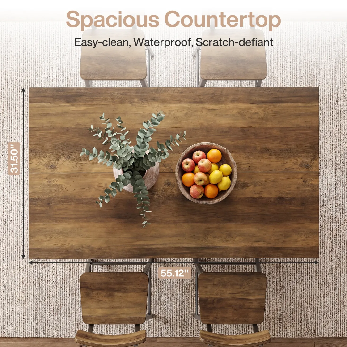 55" Kitchen Island with Storage Shelves, Farmhouse Island Table for Dining Room