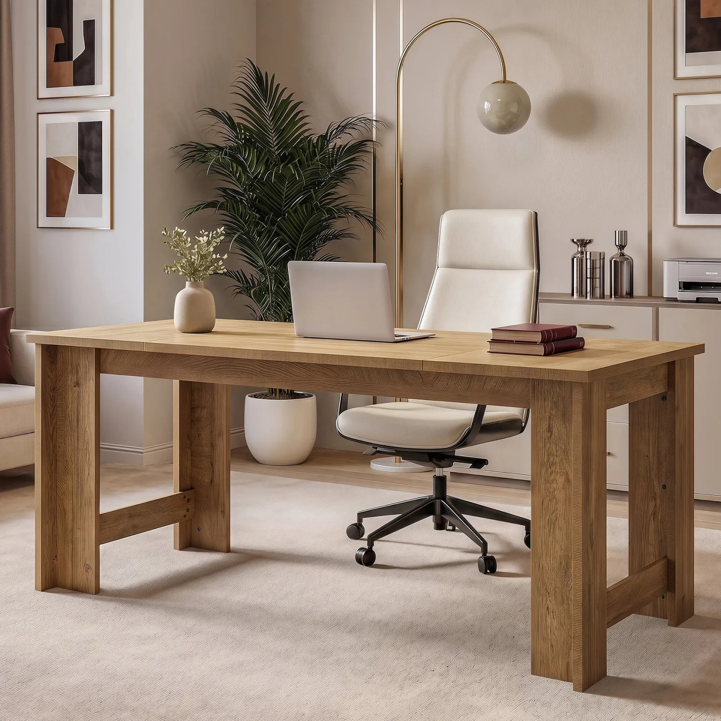 70.8" Long Executive Desk, Rectangular Office Computer Desk with Sturdy Panel Legs