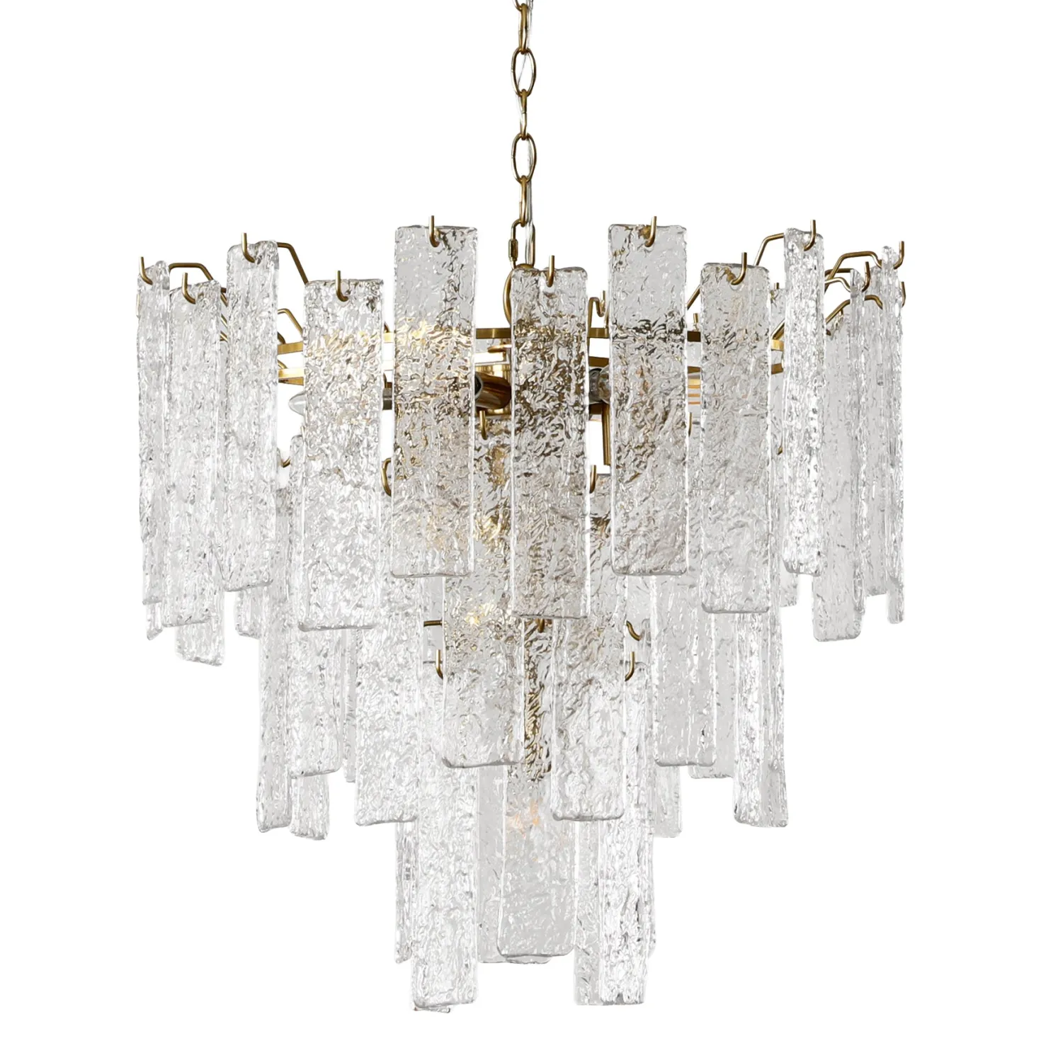 23.6” Modern Chandelier, 10-Light Water Ripple Glass Pendant Ceiling Light