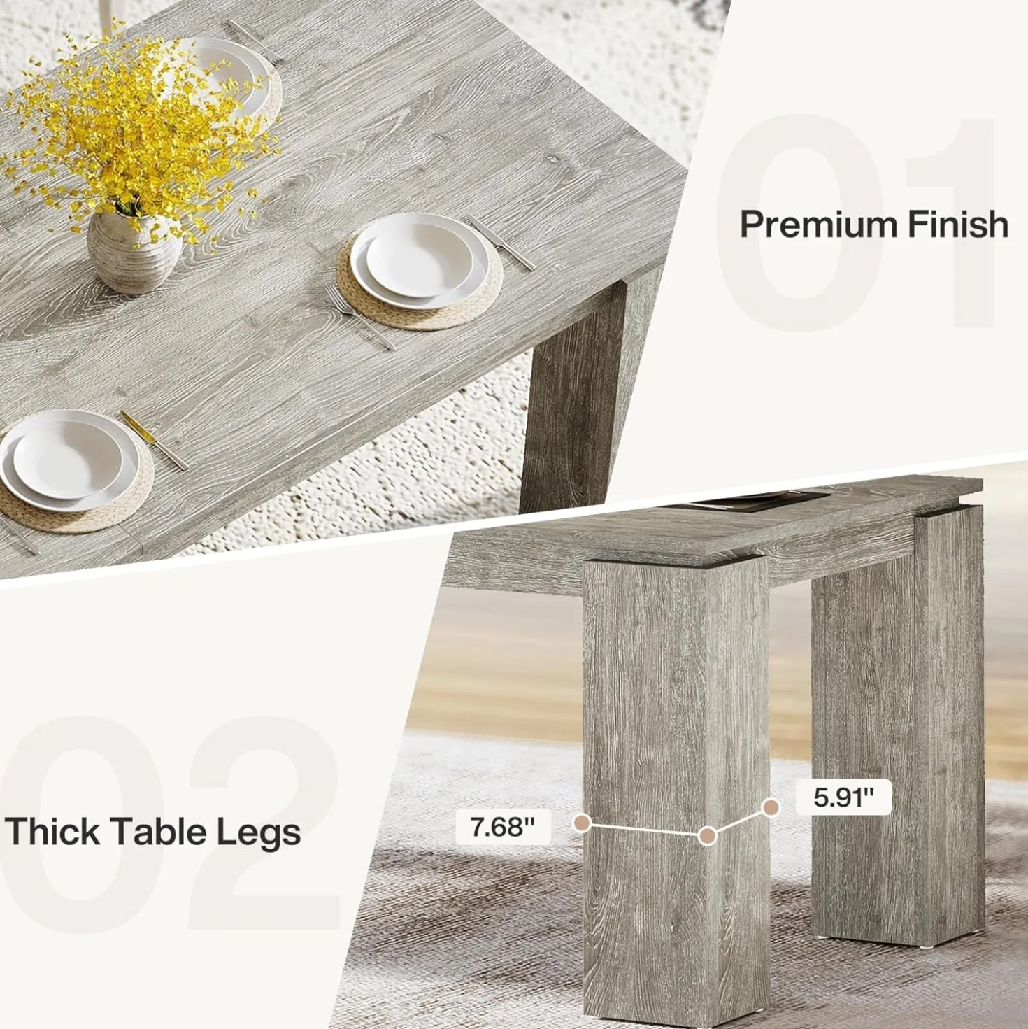 86" Modern Dining Table, Extra Long Kitchen Table for 6-8