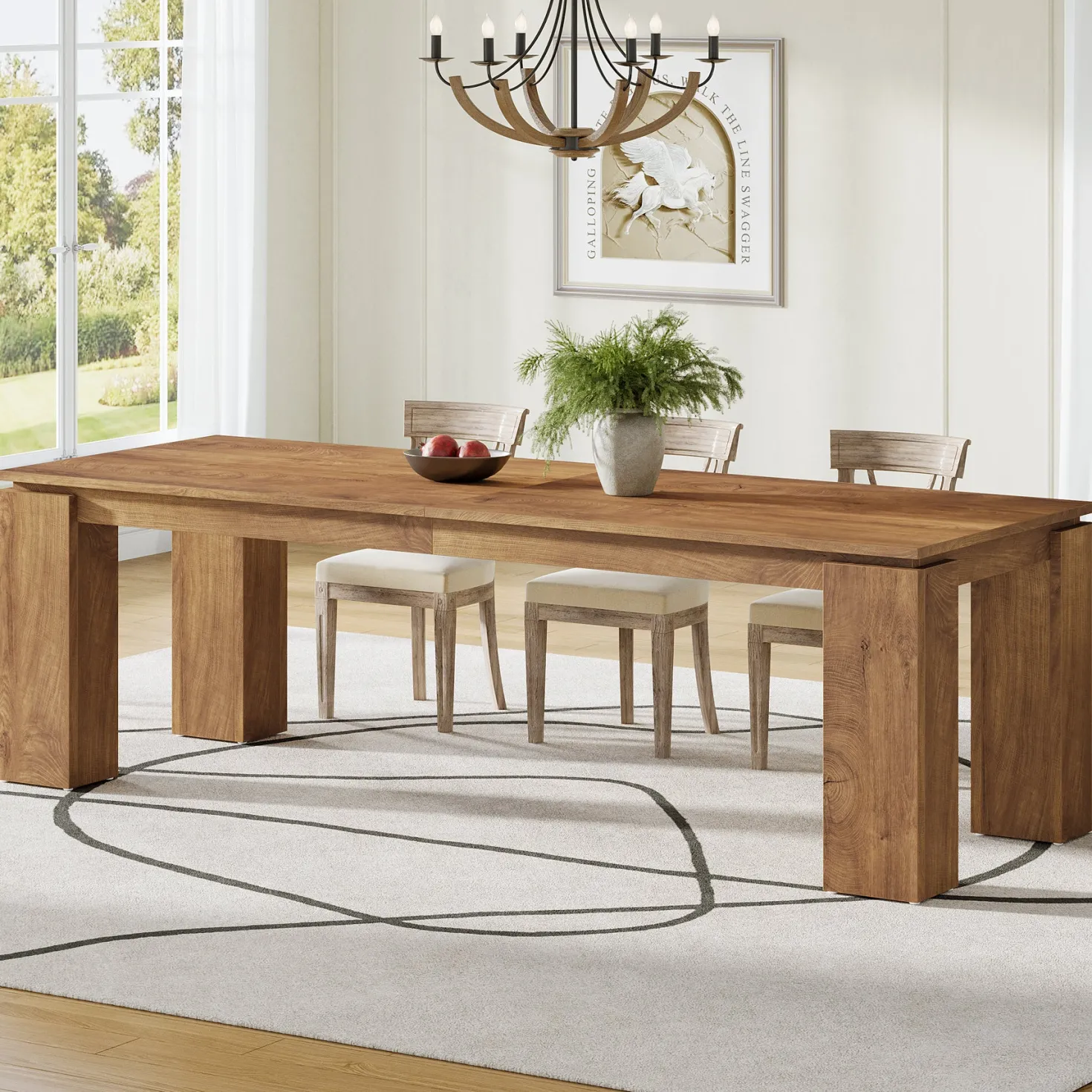 86" Modern Dining Table, Extra Long Kitchen Table for 6-8