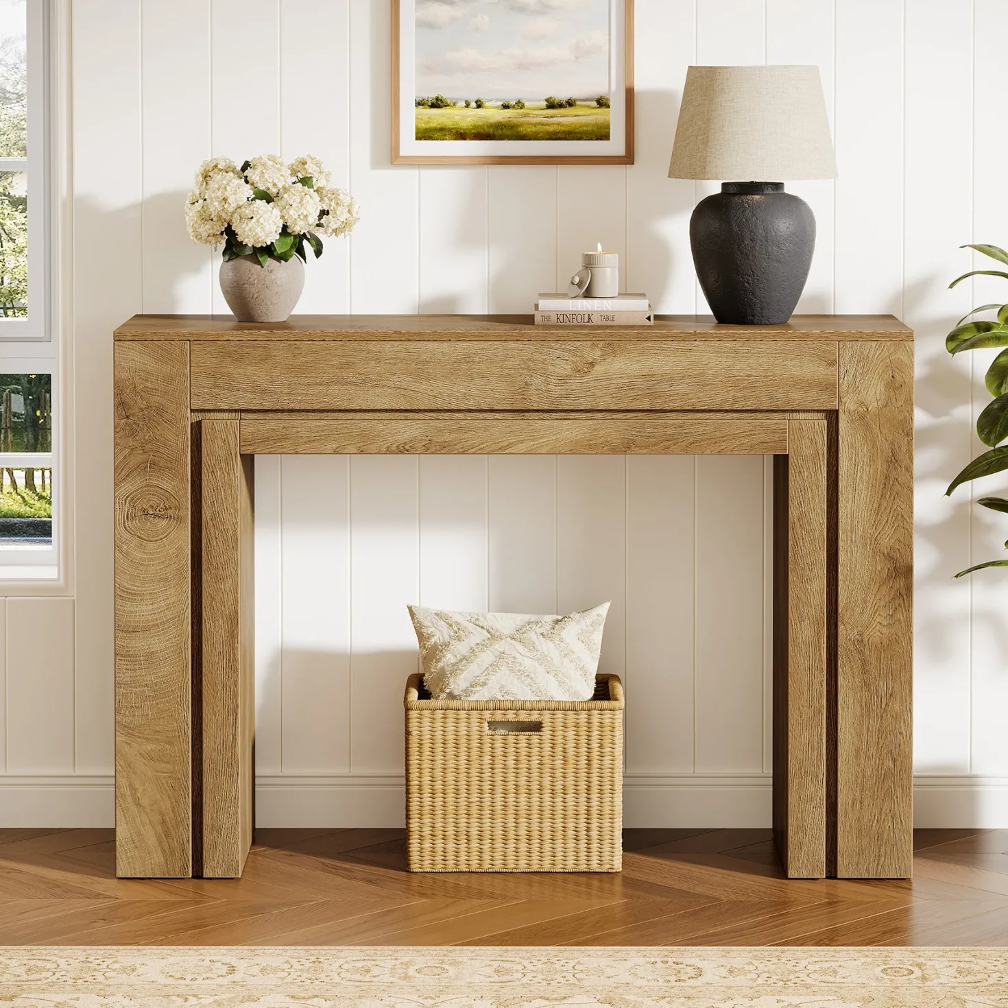 41" Modern Farmhouse Console Table, Entryway Sofa Table with Double Base for Hallway, Living Room, or Entrance