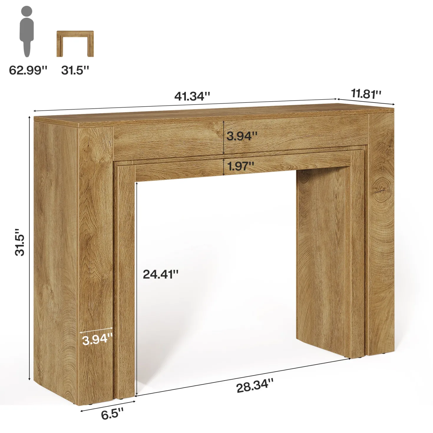 41" Modern Farmhouse Console Table, Entryway Sofa Table with Double Base for Hallway, Living Room, or Entrance