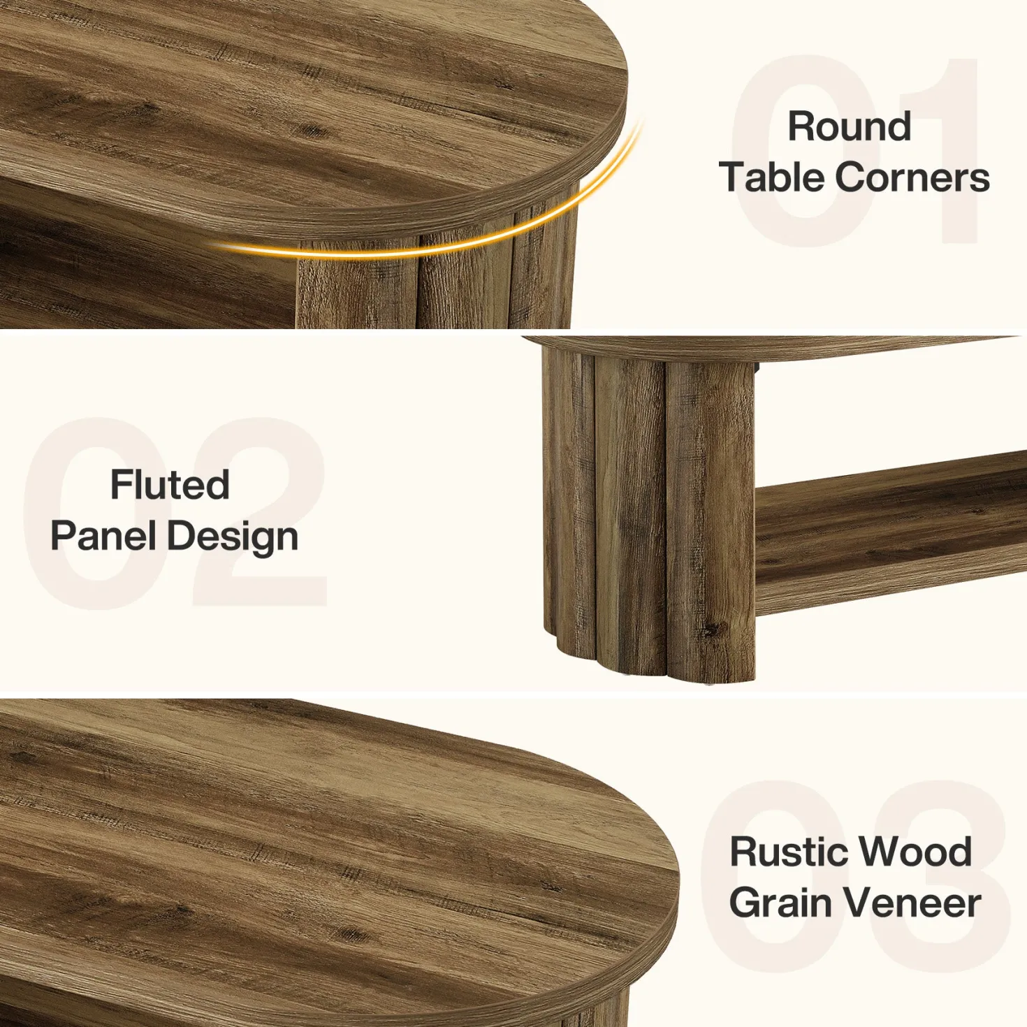 47.24" Oval Coffee Table, 2-Tier Accent Center Table with Storage Shelf for Living Room