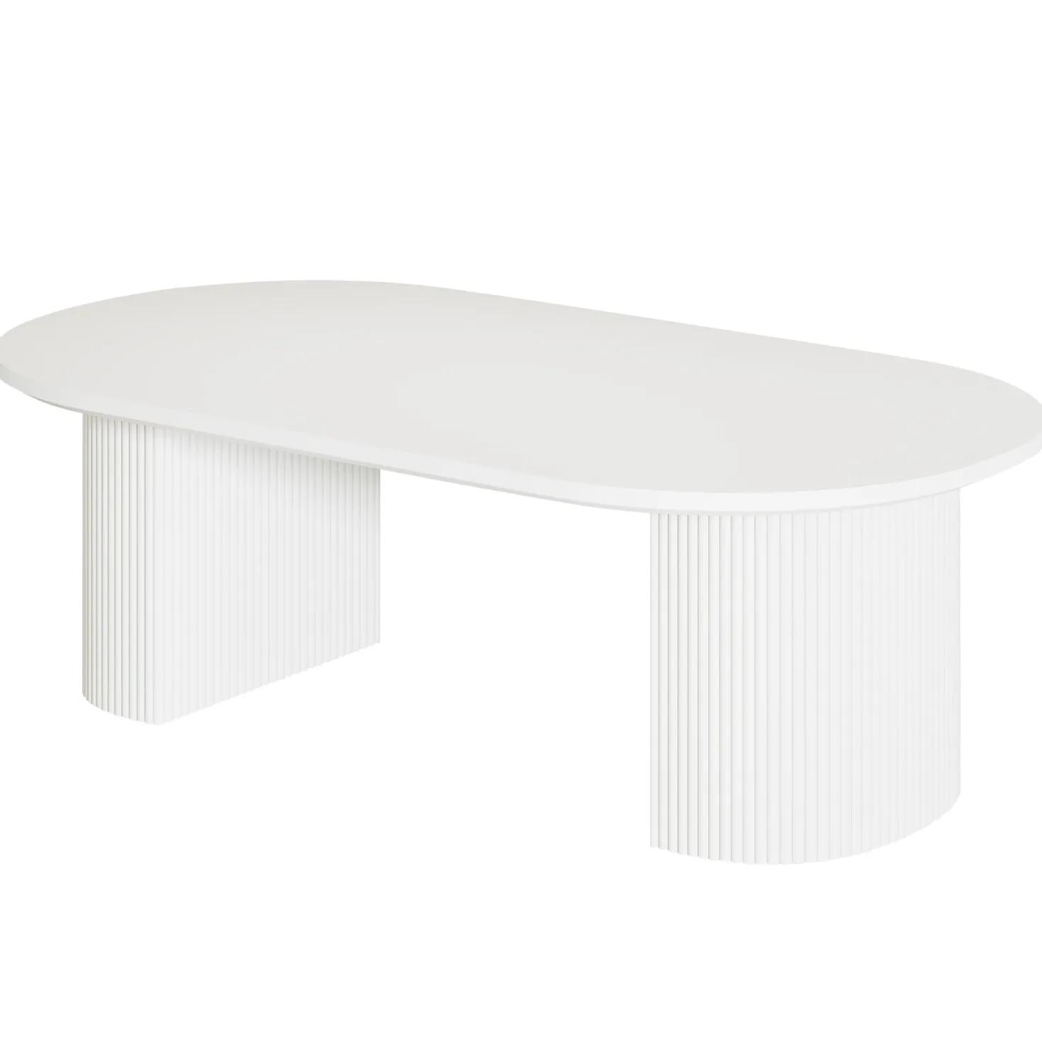 63" Oval Dining Table For 4-6, Modern Kitchen Table With Fluted Wooden Base