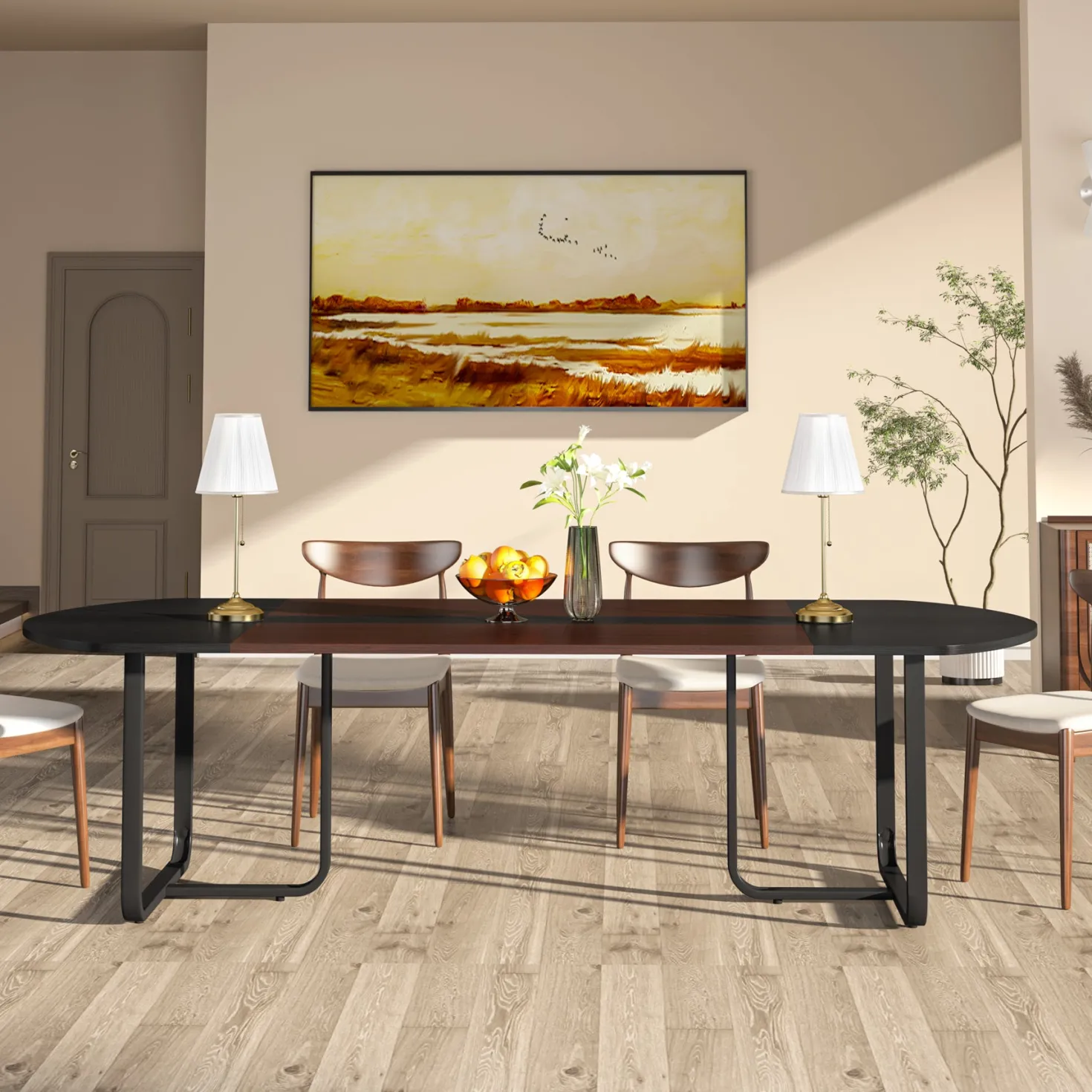 70.86" Oval Dining Table, Modern Kitchen Table for for 6-8 People