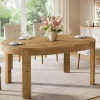 55" Oval Dining Table, Solid Wood Kitchen Dinner Table for 4 People