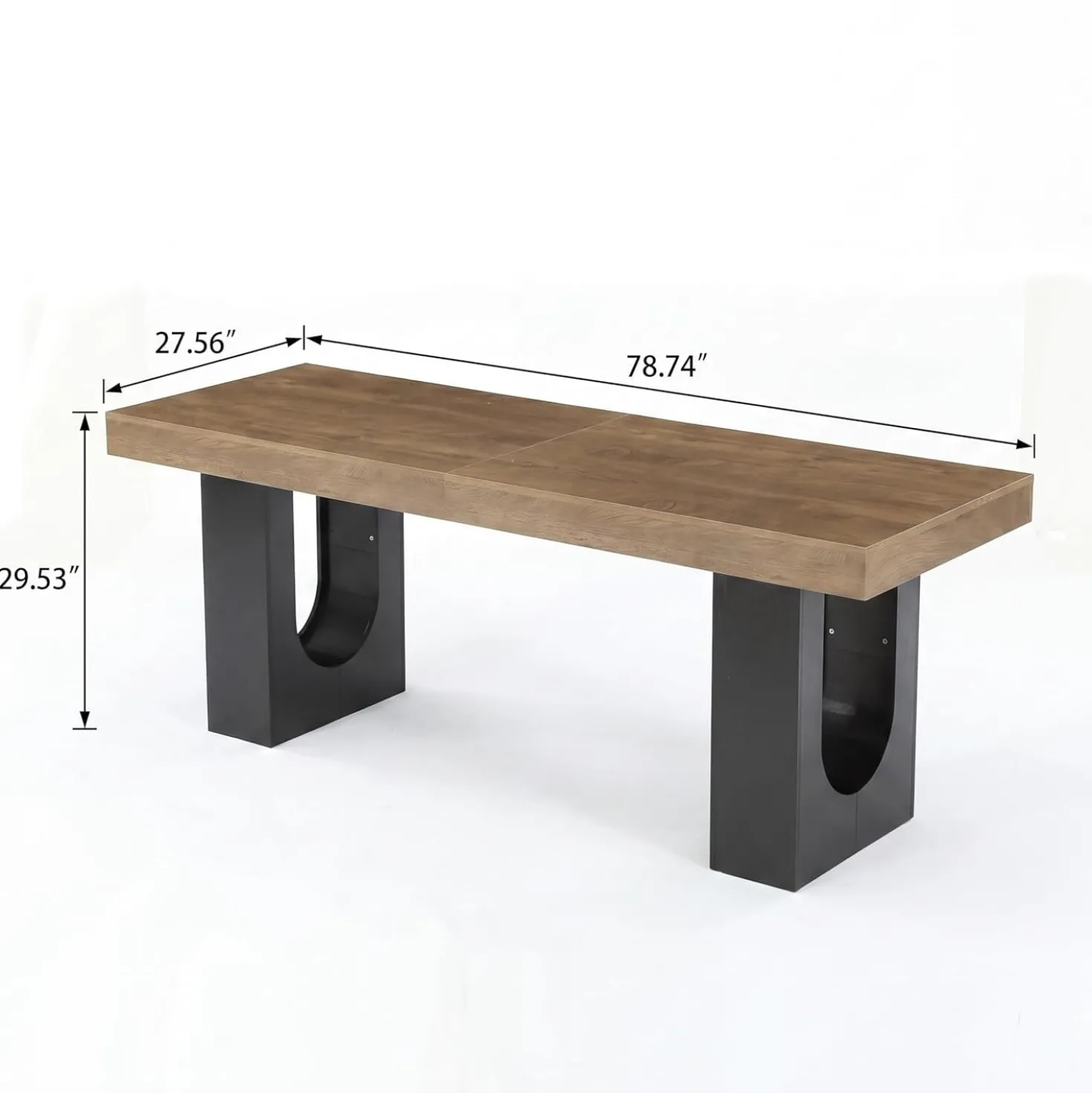 78.7" Rectangular Dining Table, Modern Farmhouse Kitchen Table with Sculptural Pedestal Base for 6-8 People