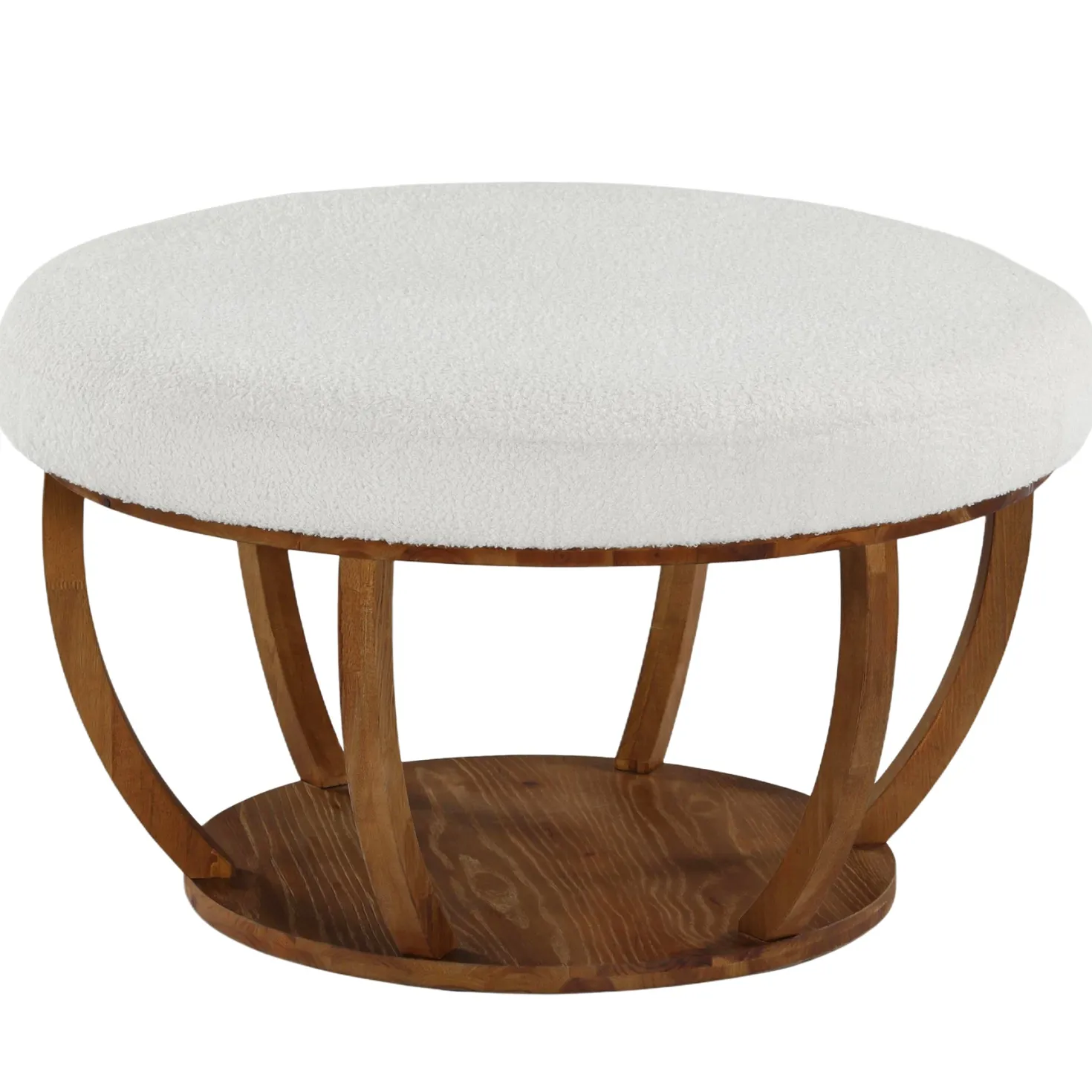 31.5" Round Coffee Table, Modern Footrest Ottoman Center Table with Solid Wood Frame