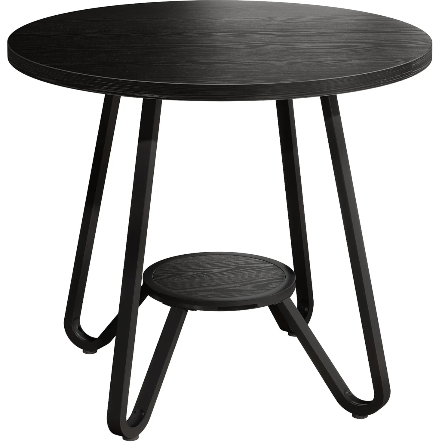 31.5" Round Dining Table, Small Kitchen Table with Open Shelves for 2