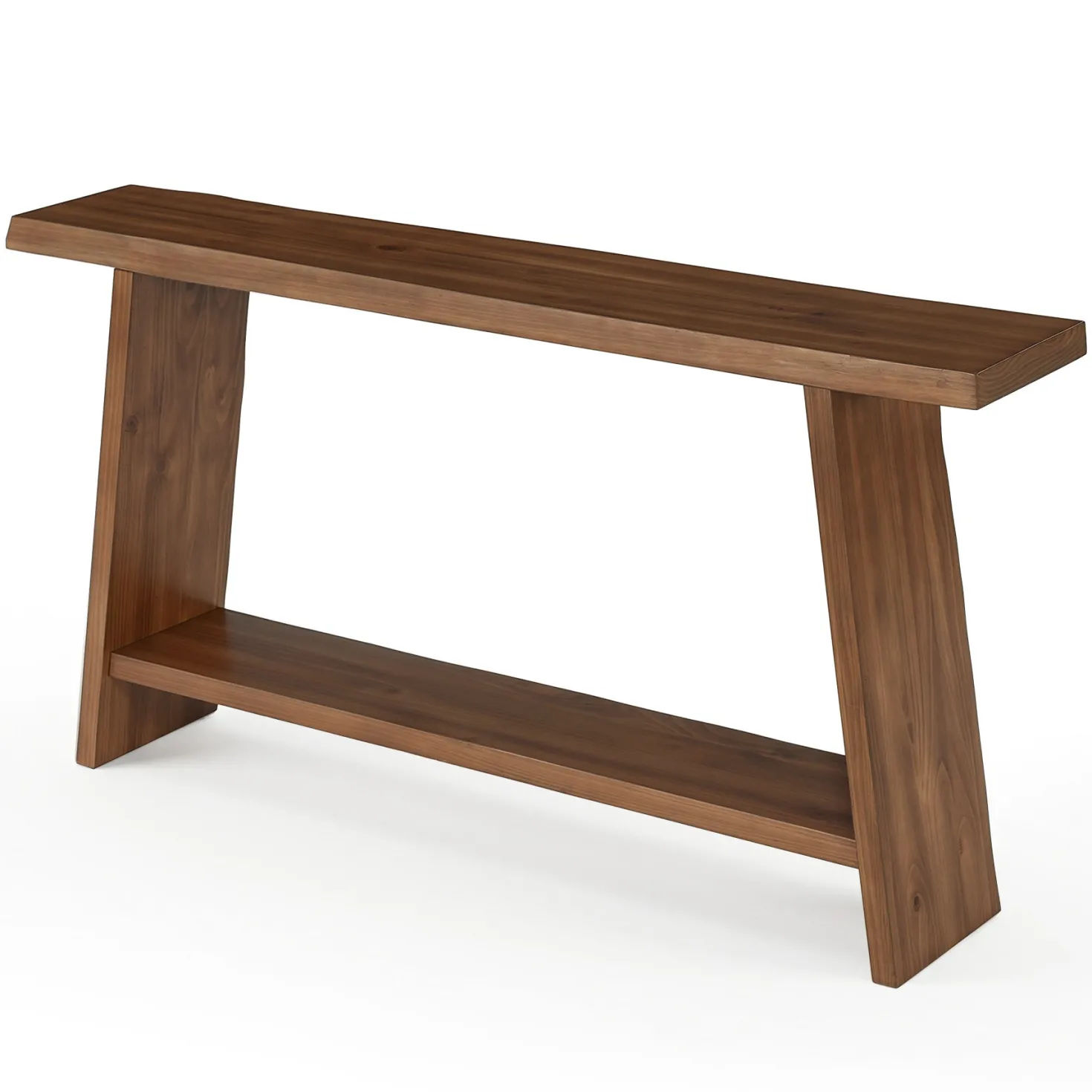 63" Solid Wood Console Table with Shelf, Farmhouse Narrow Entryway & Sofa Table