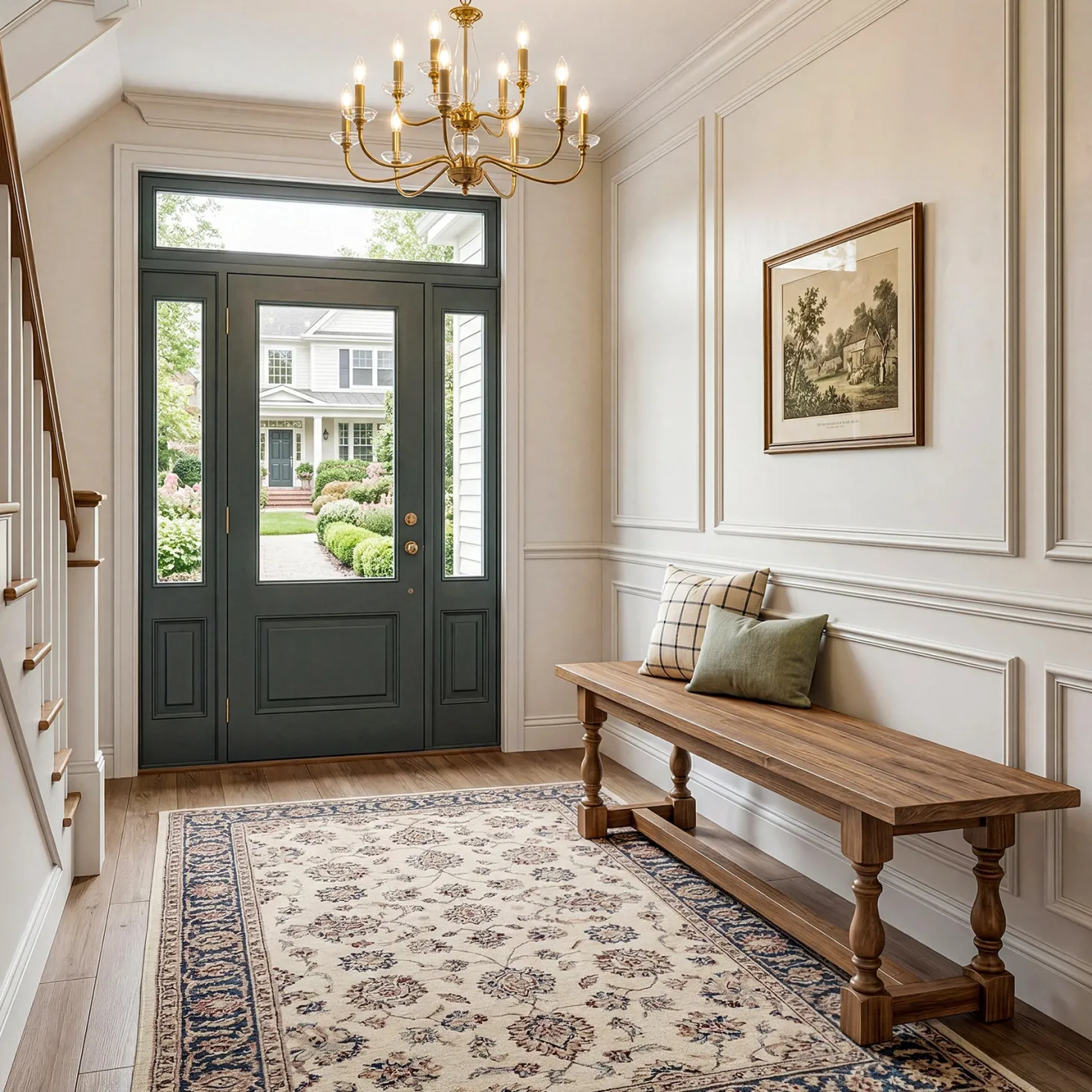59.1" Solid Wood Entryway Bench with Turned Legs