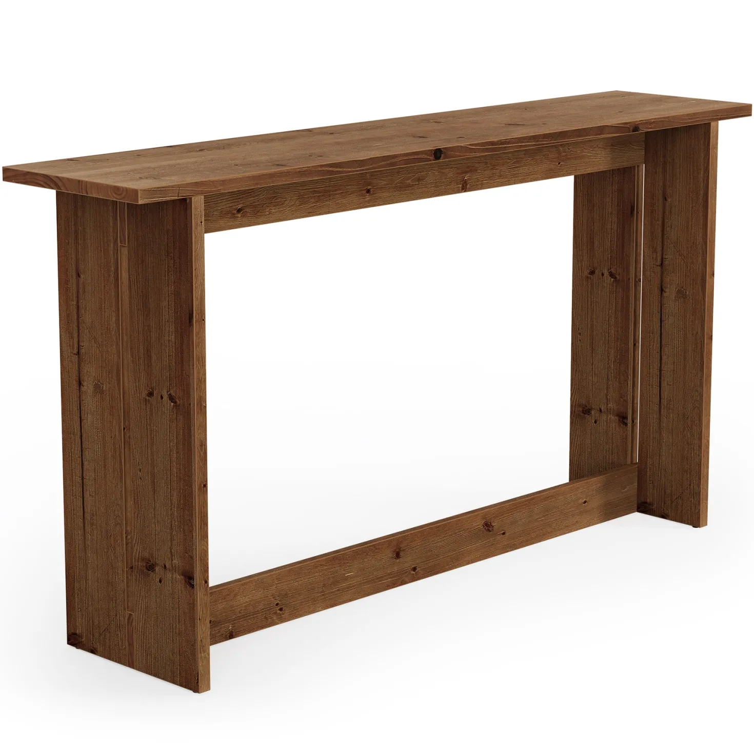 63“ Solid Wood Farmhouse Console Table with Bottom Shelf, Entryway Sofa Table for Hallway or Behind Couch