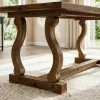 63" Solid Wood Farmhouse Dining Table for 4–6, Rectangular Kitchen Table with Parquetry Top & Scroll Legs
