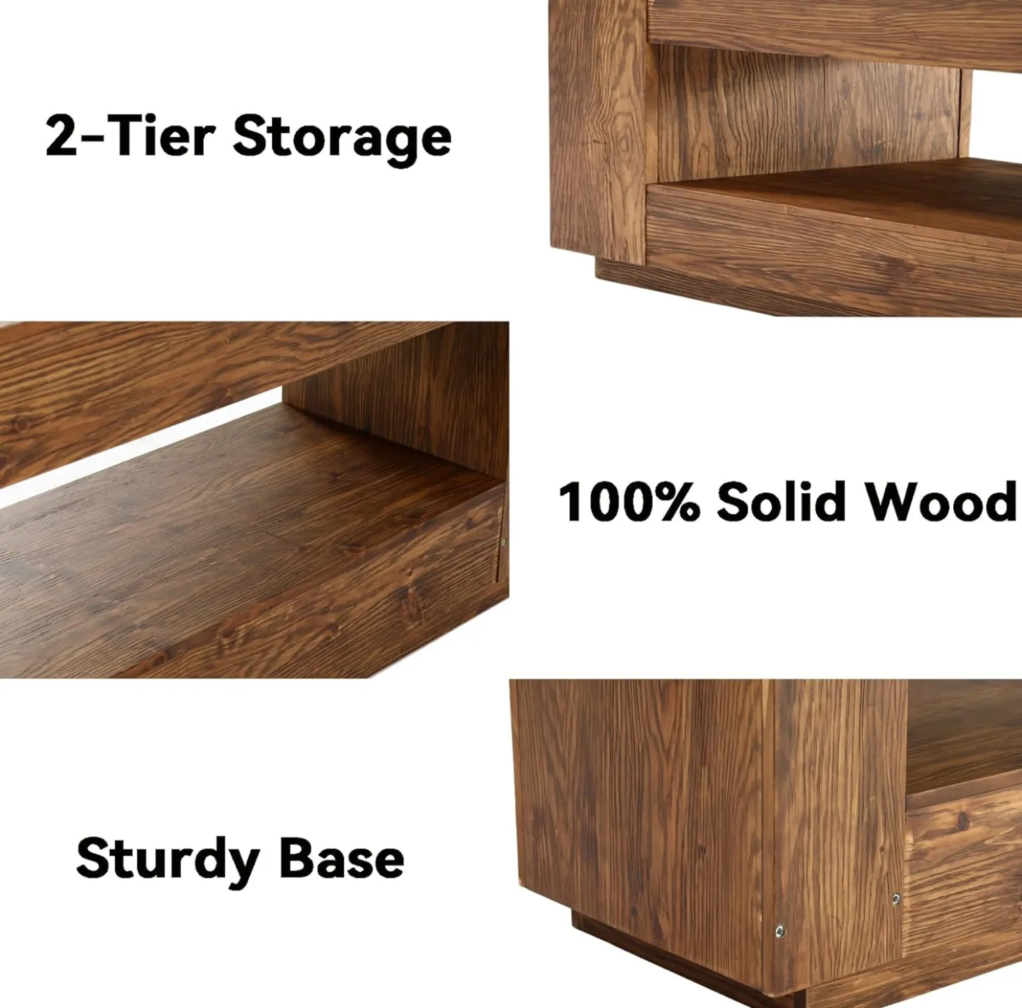 70.87" Solid Wood TV Stand, 2-Tier Entertainment Center for up to 80" TV
