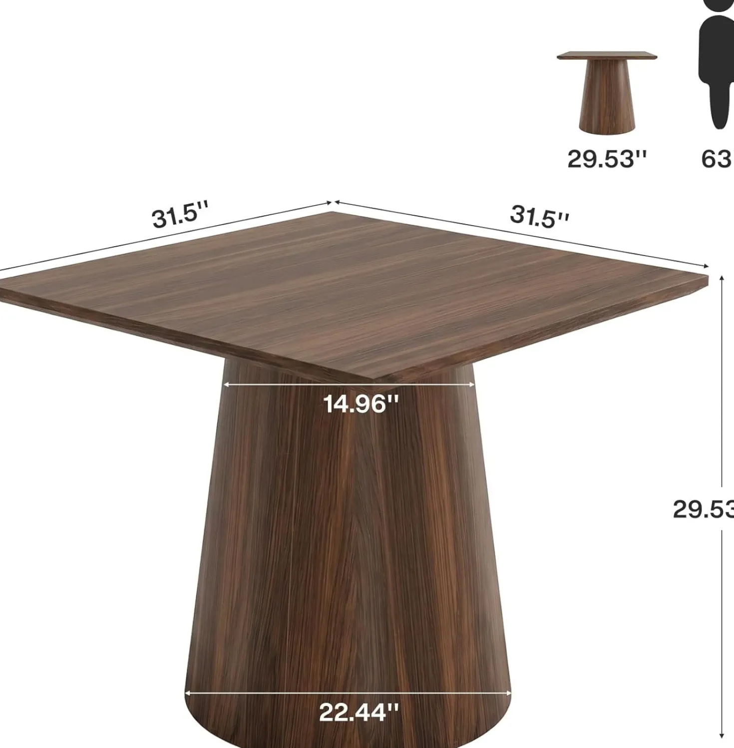 31.5" Square Conference Table, Wooden Meeting Room Table for 4 People