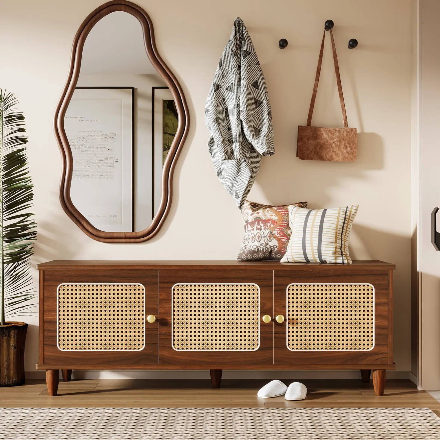 55" Storage Bench, 2-Tier Shoe Bench with Lift Top Storage