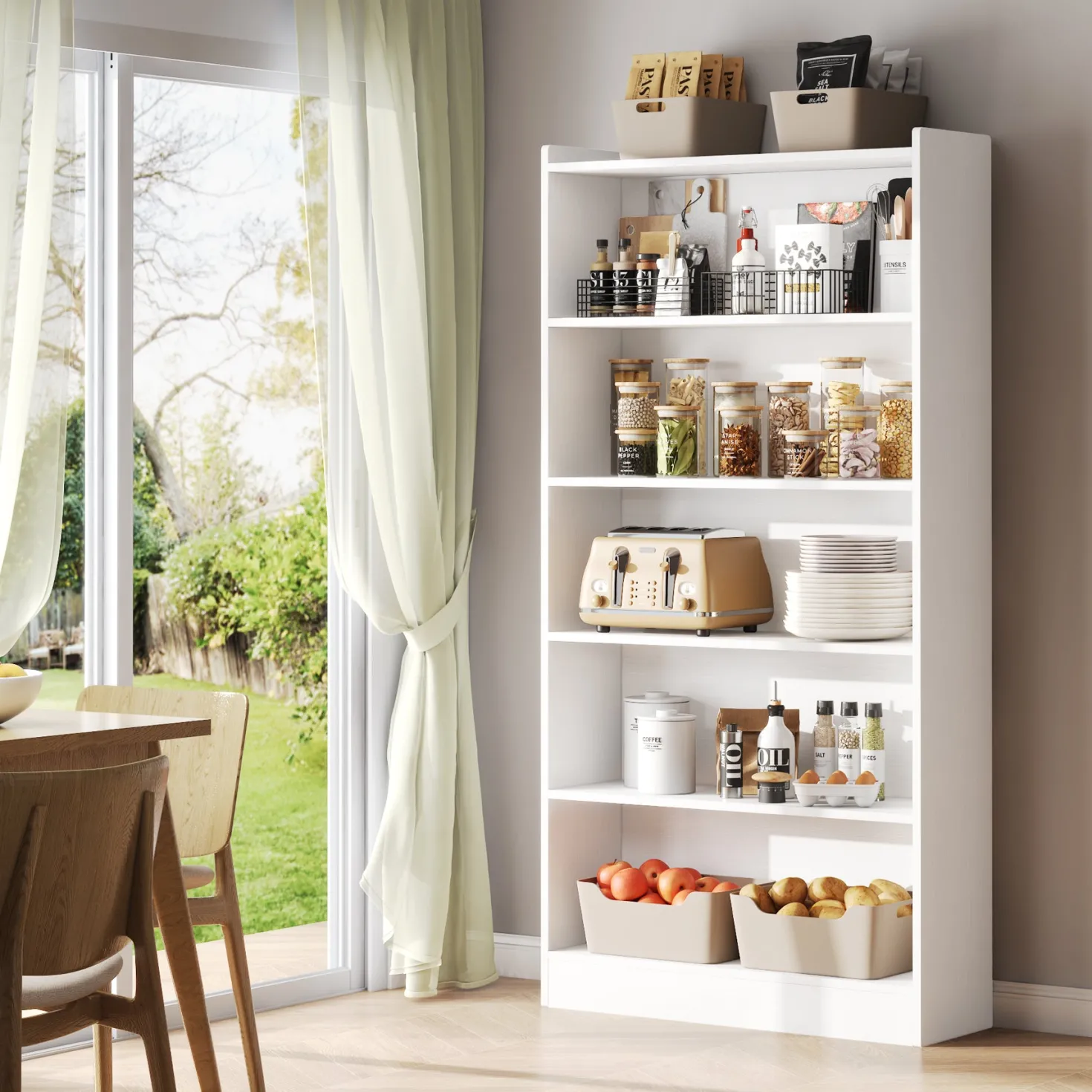 72" Tall Bookcase, 6-Tier Freestanding Bookshelf for Home Office