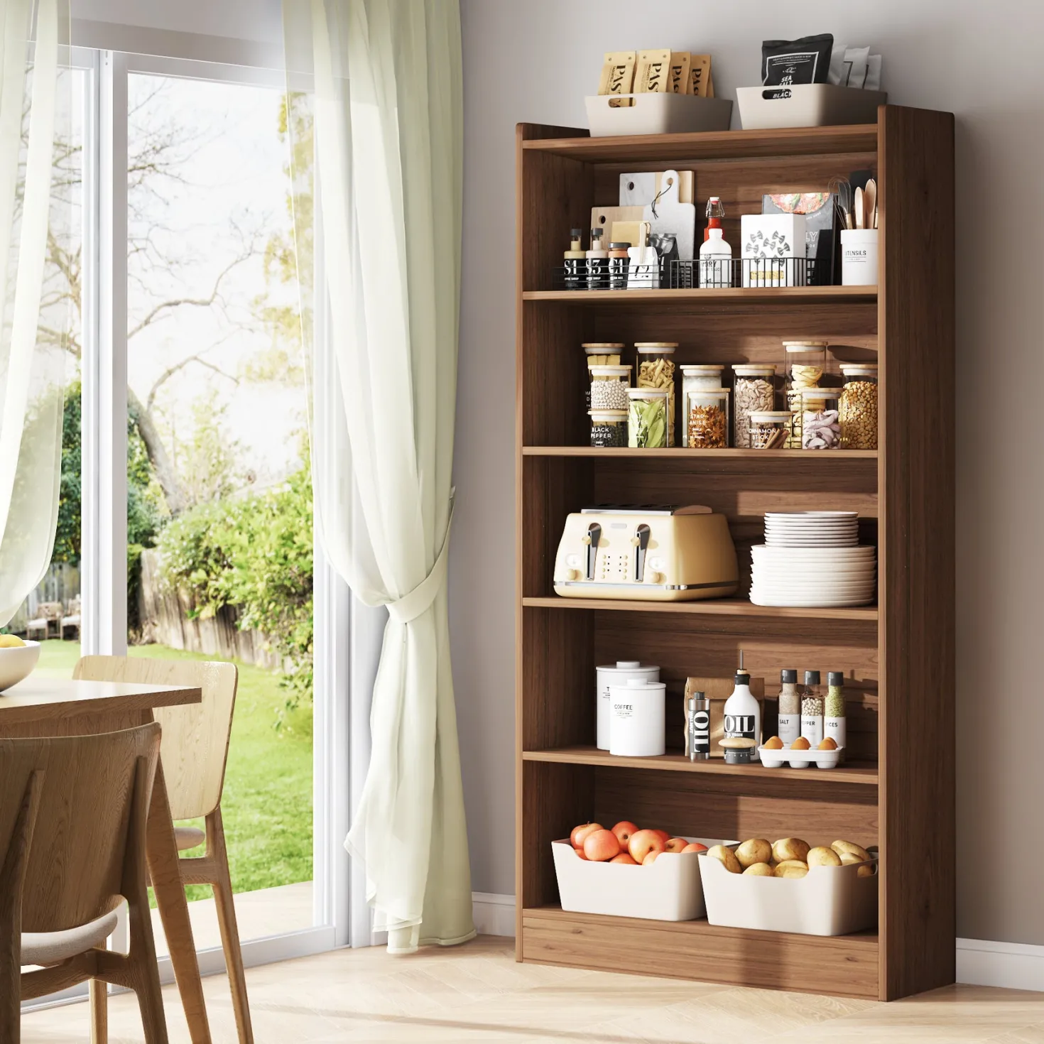 72" Tall Bookcase, 6-Tier Freestanding Bookshelf for Home Office