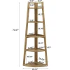 70" Tall Corner Bookshelf, 5 Tier Modern Corner Bookcase Ladder Shelf Plant Stand