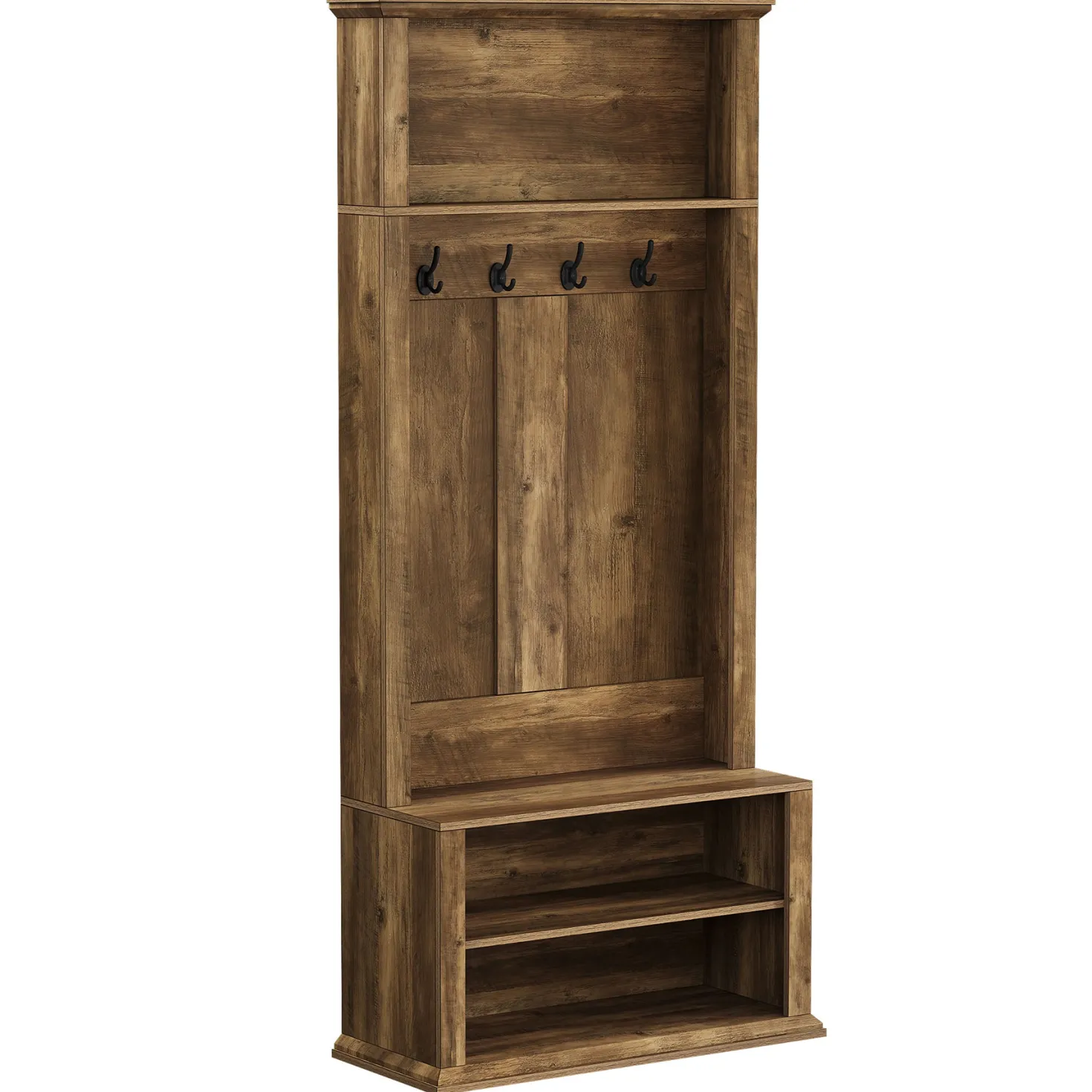 70.89" Tall Hall Tree, Entryway Coat Rack with Bench and Shoe Storage