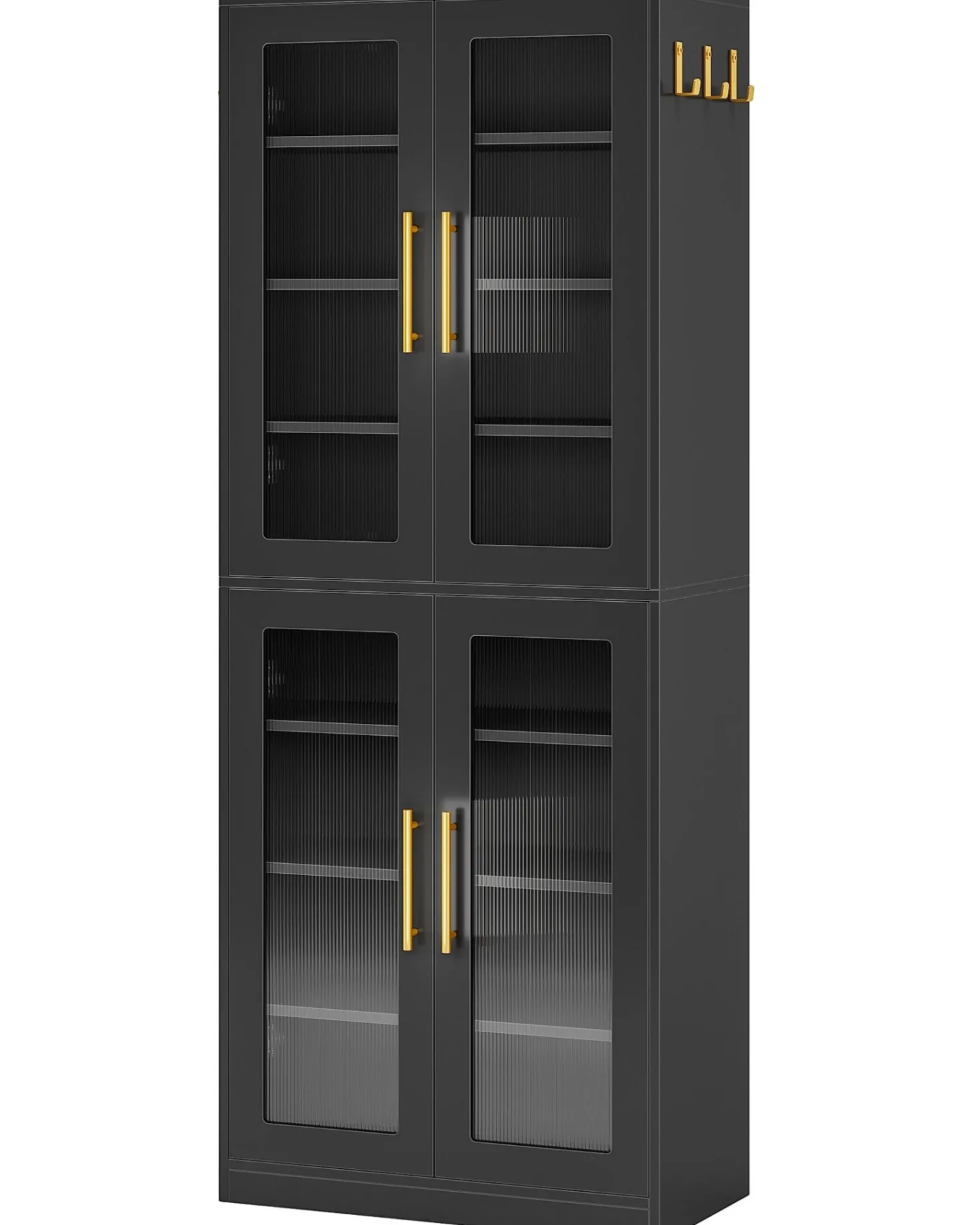 66.9" Tall Shoe Storage Cabinet, 8-Tier Entryway Shoe Organizer Rack with Acrylic Doors and LED Lights
