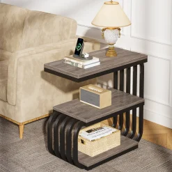 3 Tier End Table, Vintage Side or Bedside Stand for Living Room