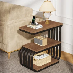 3 Tier End Table, Vintage Side or Bedside Stand for Living Room