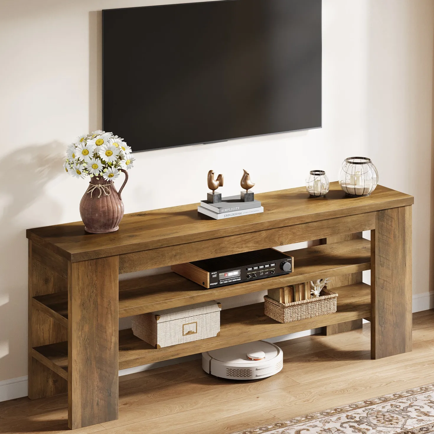 47.2" TV Stand, Entertainment Center with Open Storage for TVs up to 55"