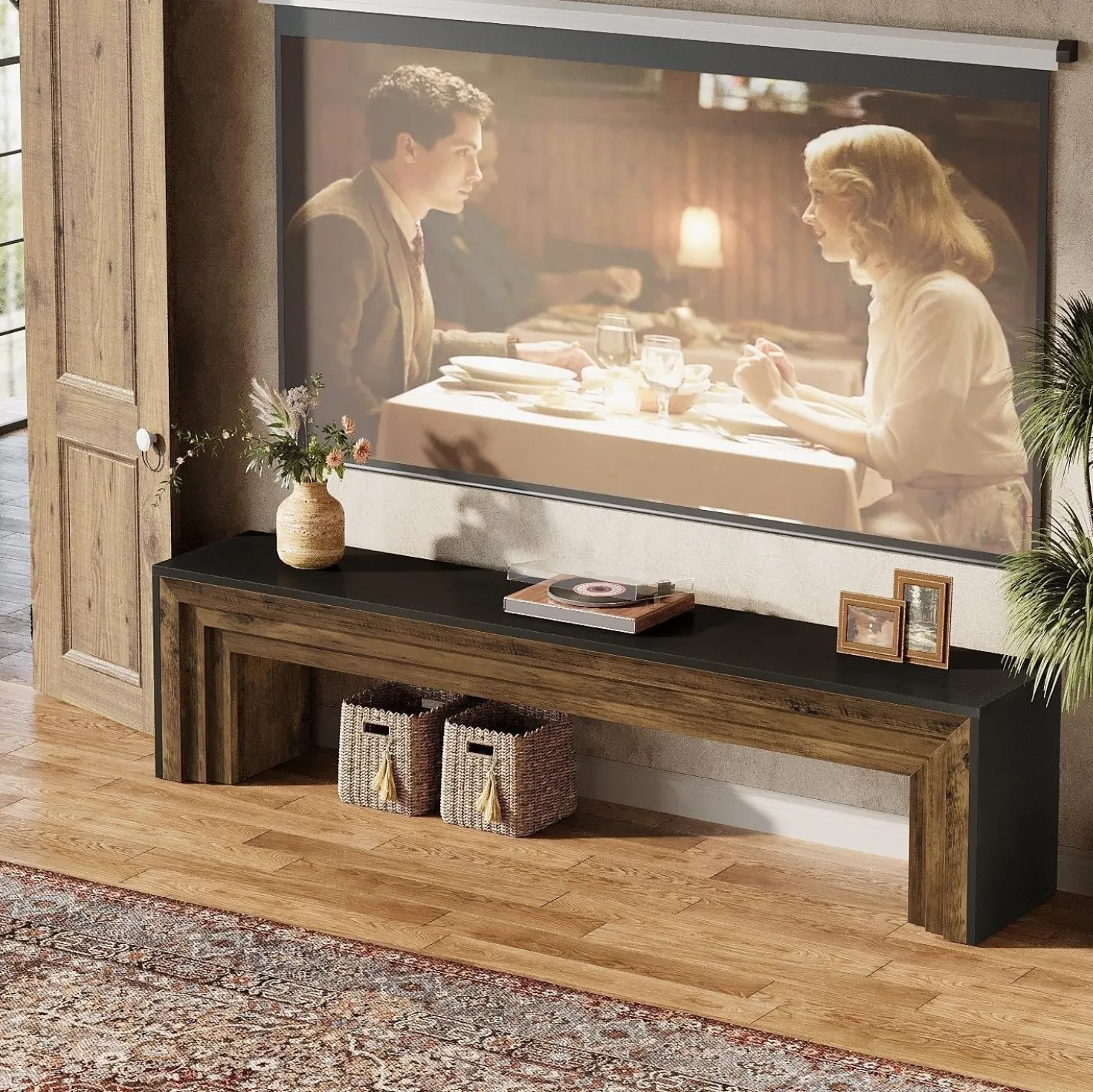 70.9" TV Stand, Wooden Entertainment Center Console for 75-Inch TVs