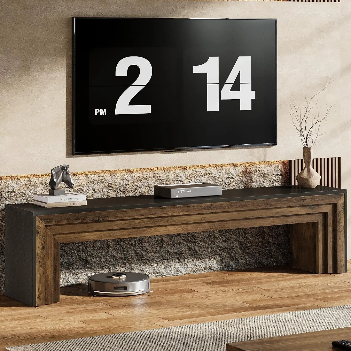 70.9" TV Stand, Wooden Entertainment Center Console for 75-Inch TVs