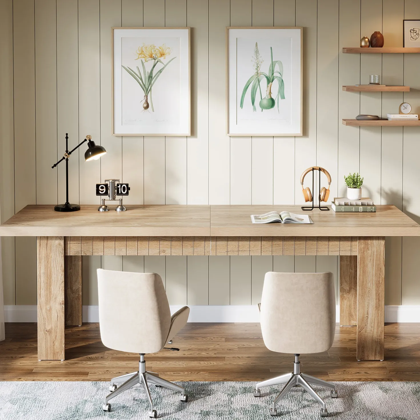79" Two Person Desk, Large Double Computer Desk for Home Office