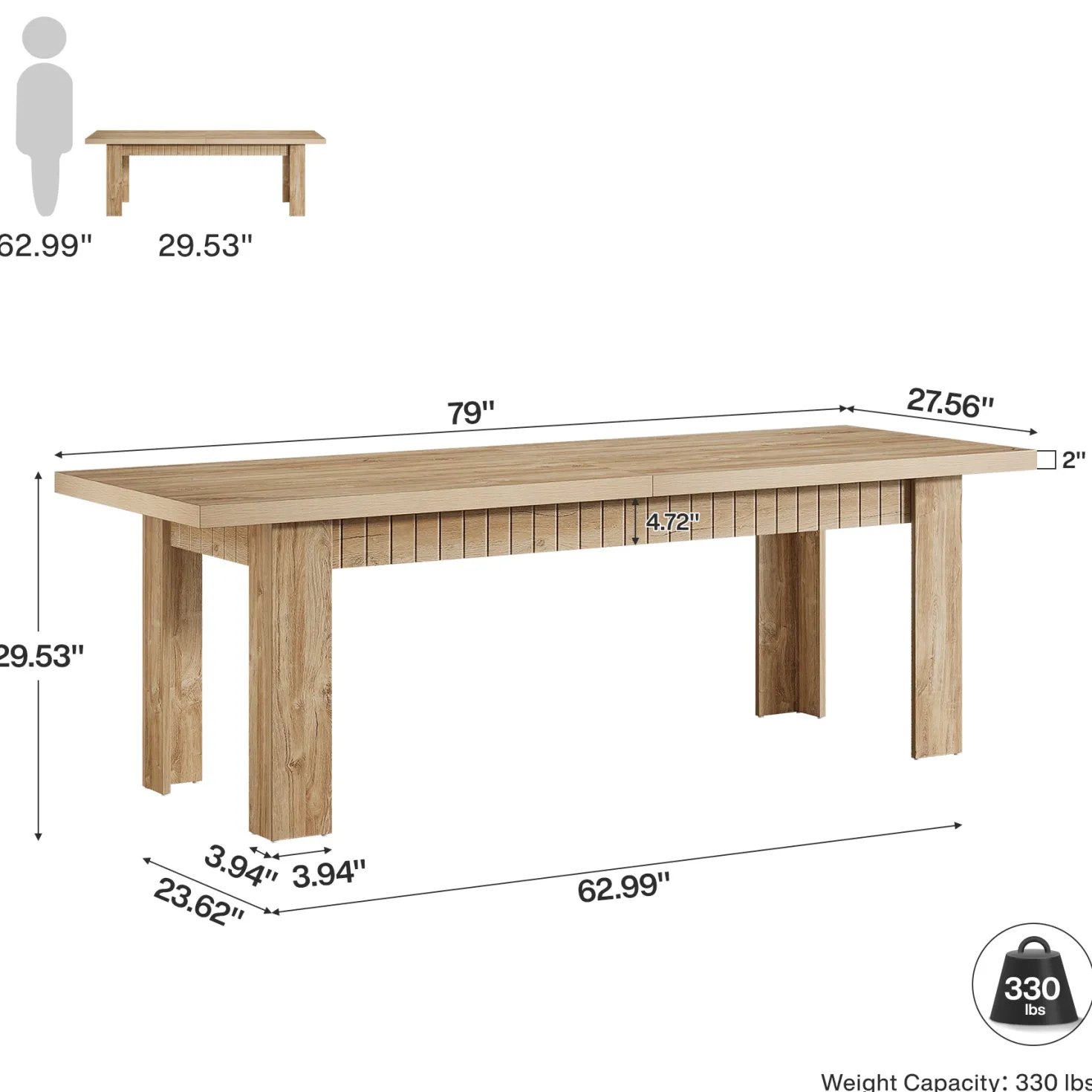 79" Two Person Desk, Large Double Computer Desk for Home Office