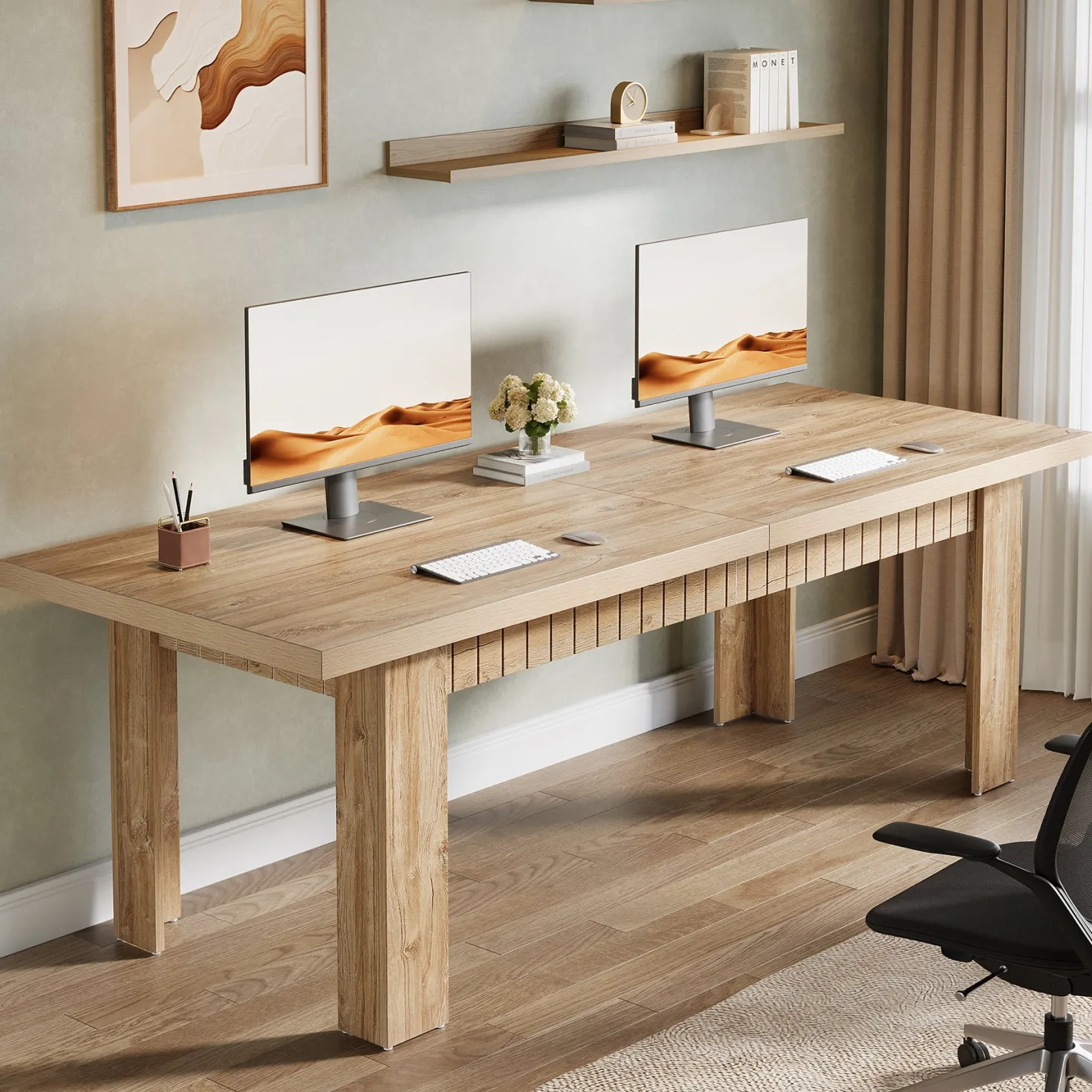 79" Two Person Desk, Large Double Computer Desk for Home Office