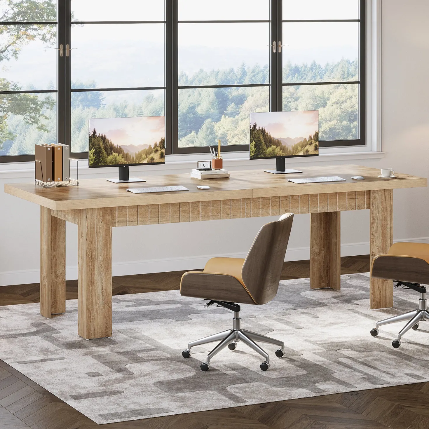 79" Two Person Desk, Large Double Computer Desk for Home Office