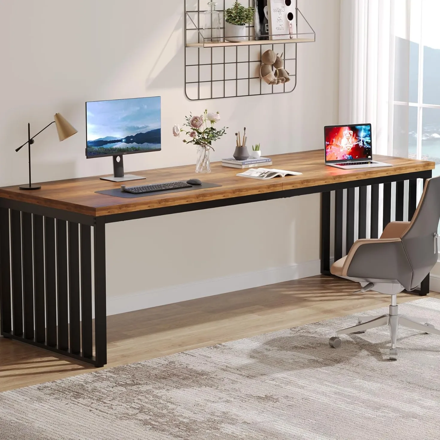 78.74" Two Person Desk, Long Executive Desk Double Computer Desk