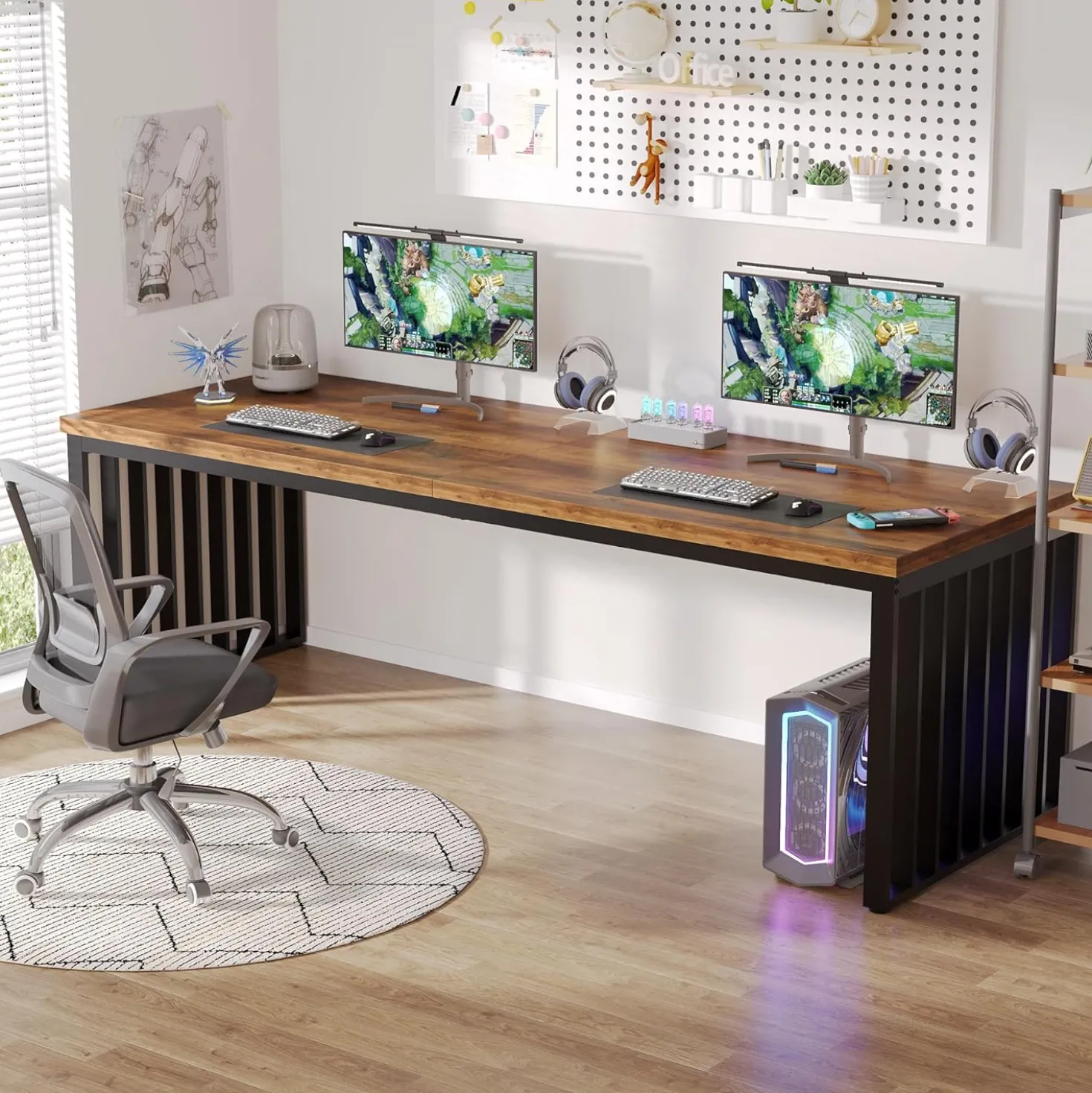 78.74" Two Person Desk, Long Executive Desk Double Computer Desk