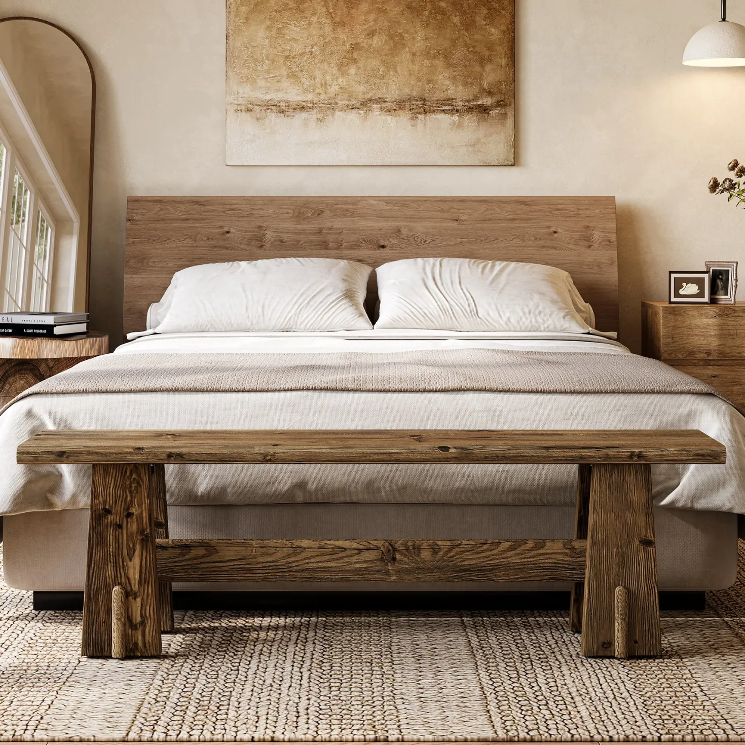 59" Wood Entryway Bench, Traditional Hallway Bench End of Bed Bench