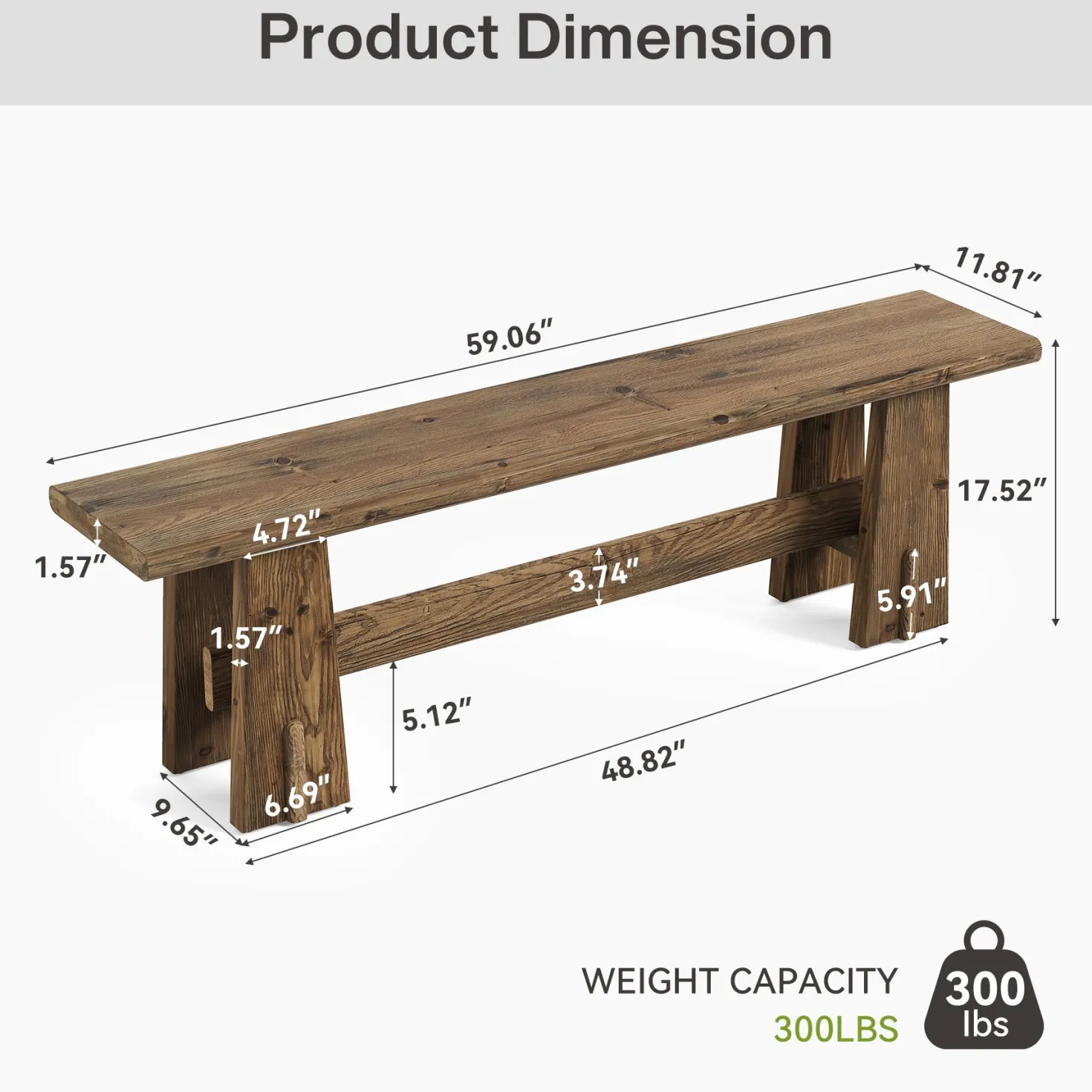 59" Wood Entryway Bench, Traditional Hallway Bench End of Bed Bench