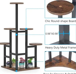 Corner Plant Stand Indoor, 6 Tiered Plant Shelf Flower Stand