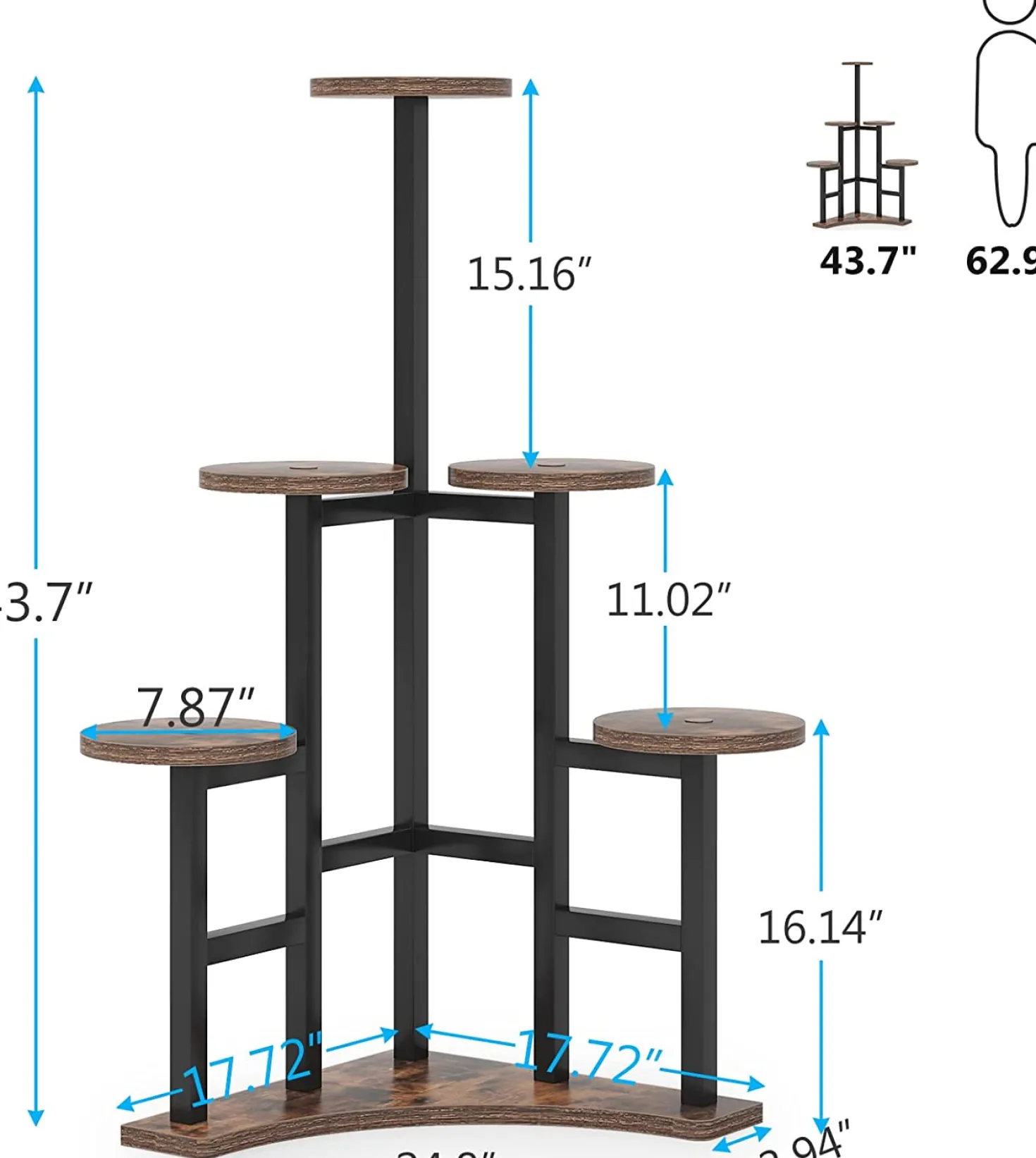 Corner Plant Stand Indoor, 6 Tiered Plant Shelf Flower Stand