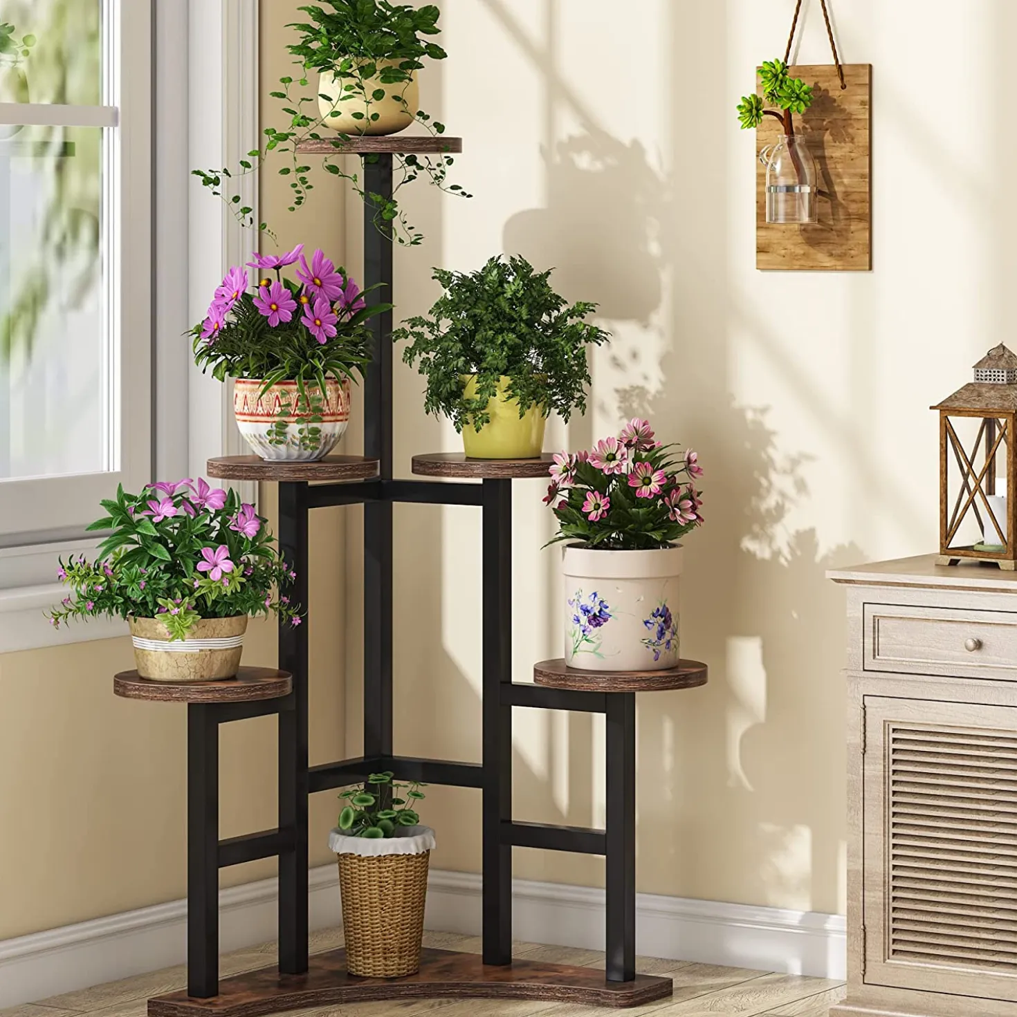 Corner Plant Stand Indoor, 6 Tiered Plant Shelf Flower Stand