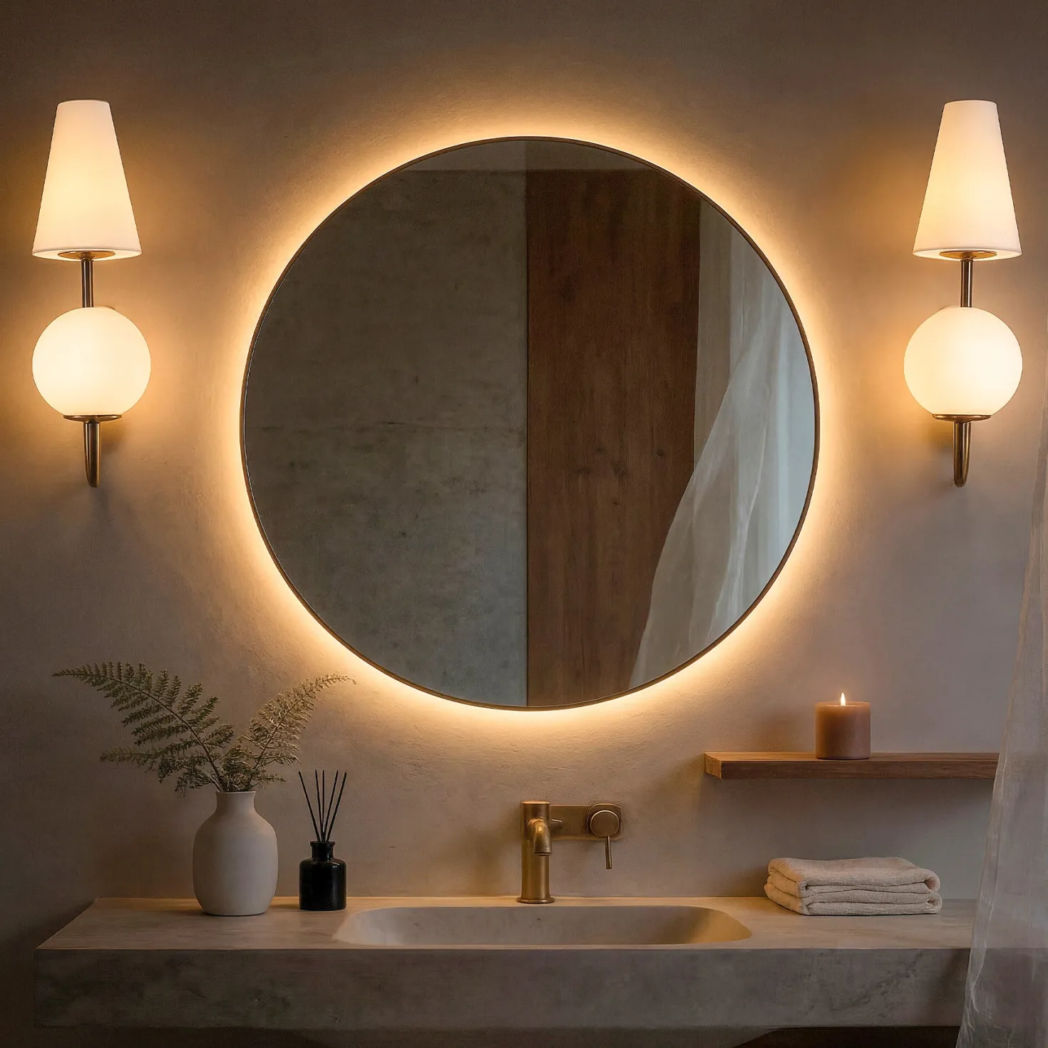 Double-Headed Wall Sconce, Elegant Wall Lamp Light Fixtures with Glass Shade