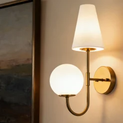Double-Headed Wall Sconce, Elegant Wall Lamp Light Fixtures with Glass Shade