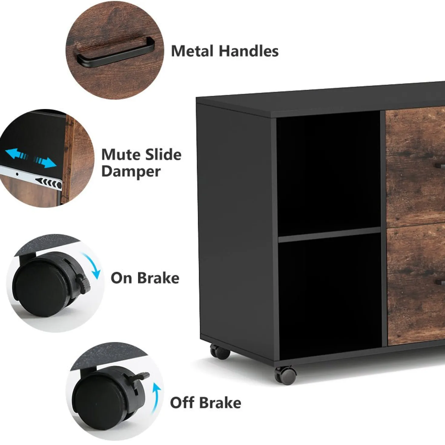 2-Drawer File Cabinet, Large Mobile Filing Cabinet for Letter Size