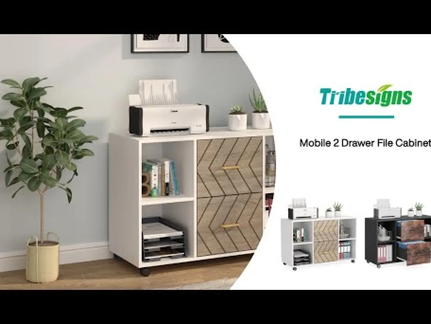 2-Drawer File Cabinet, Large Mobile Filing Cabinet for Letter Size